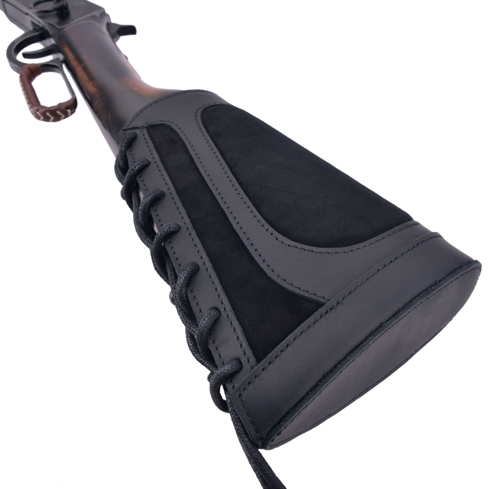 Vintage Genuine Leather Rifle Buttstock Cover Recoil Pad Gun Stock Cover With Shell Holder  .308  .30-06 .45-70