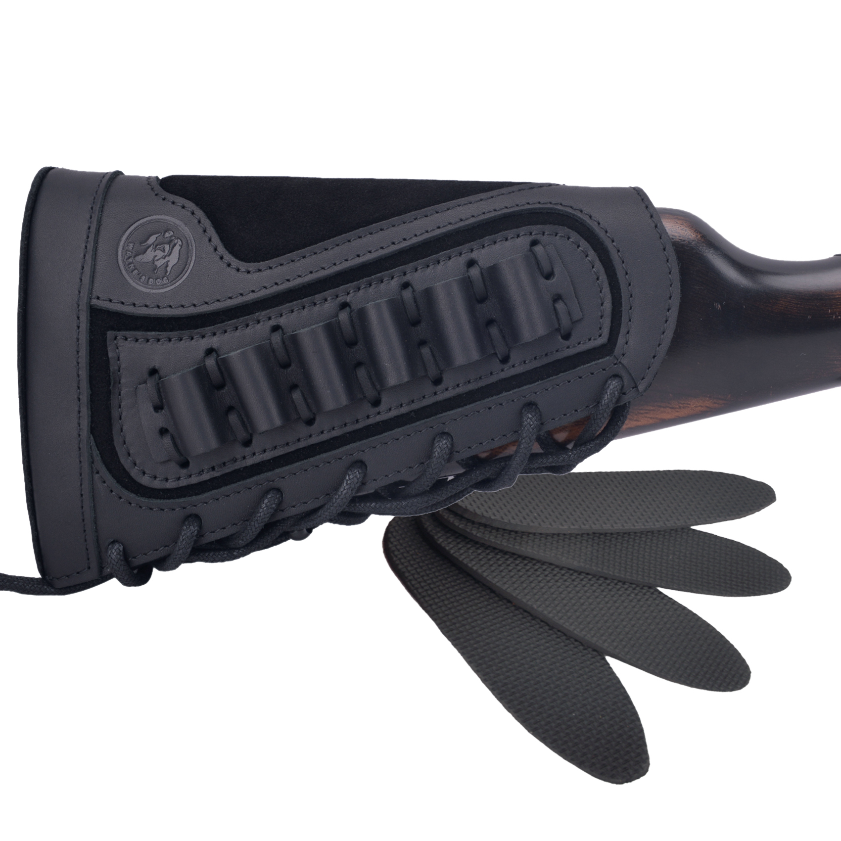 Vintage Genuine Leather Rifle Buttstock Cover Recoil Pad Gun Stock Cover With Shell Holder  .308  .30-06 .45-70