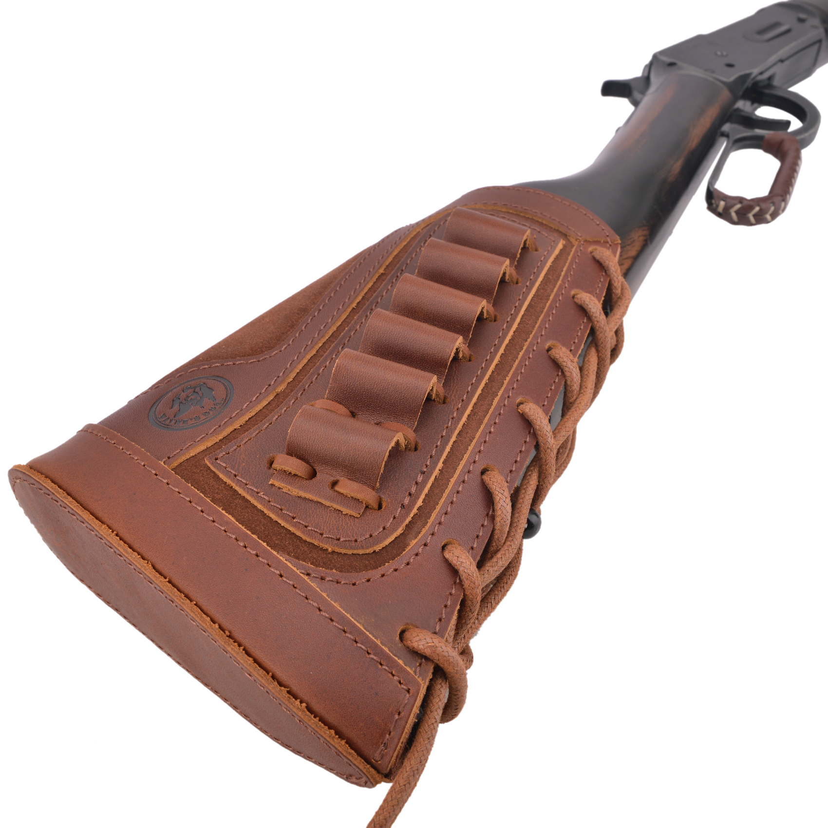 Vintage Genuine Leather Rifle Buttstock Cover Recoil Pad Gun Stock Cover With Shell Holder  .308  .30-06 .45-70