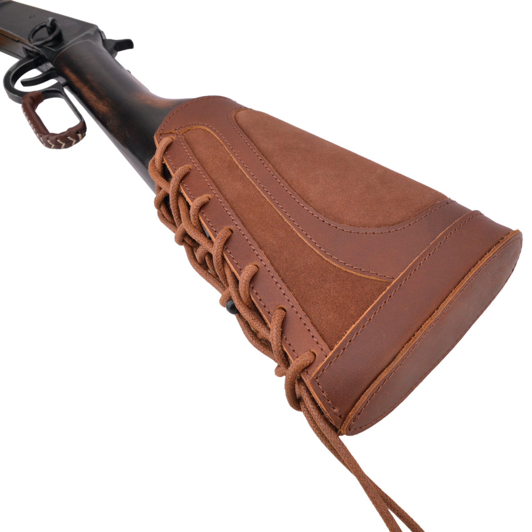 Vintage Genuine Leather Rifle Buttstock Cover Recoil Pad Gun Stock Cover With Shell Holder  .308  .30-06 .45-70