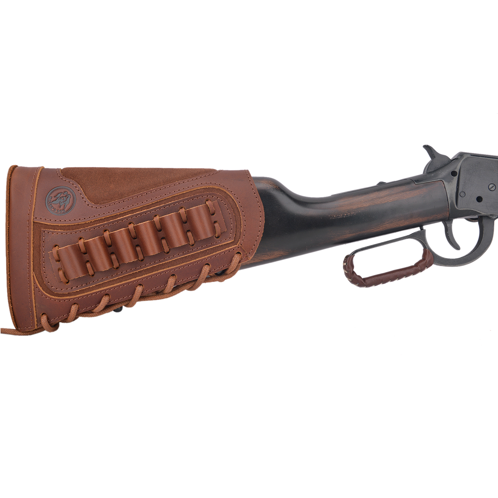 Vintage Genuine Leather Rifle Buttstock Cover Recoil Pad Gun Stock Cover With Shell Holder  .308  .30-06 .45-70