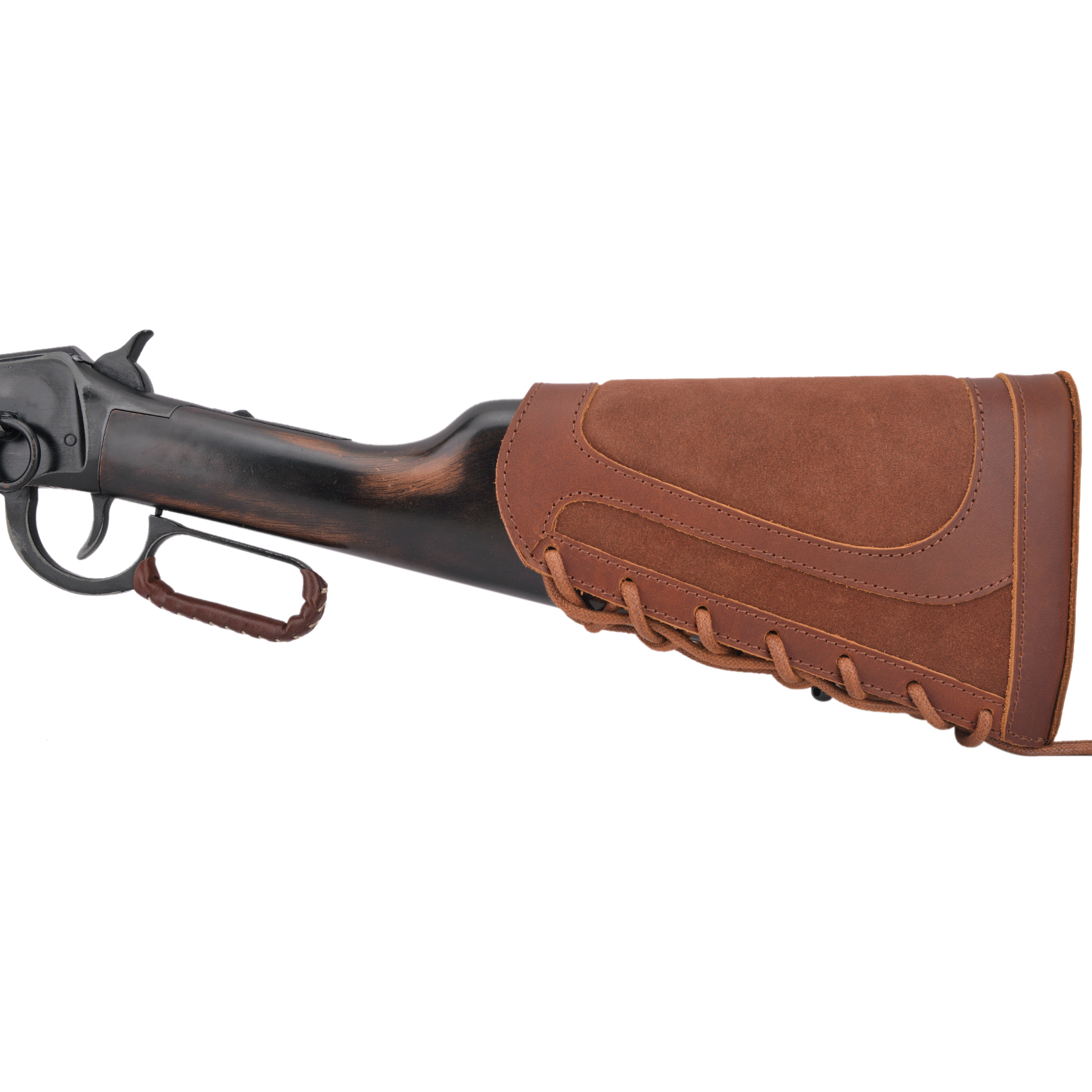 Vintage Genuine Leather Rifle Buttstock Cover Recoil Pad Gun Stock Cover With Shell Holder  .308  .30-06 .45-70