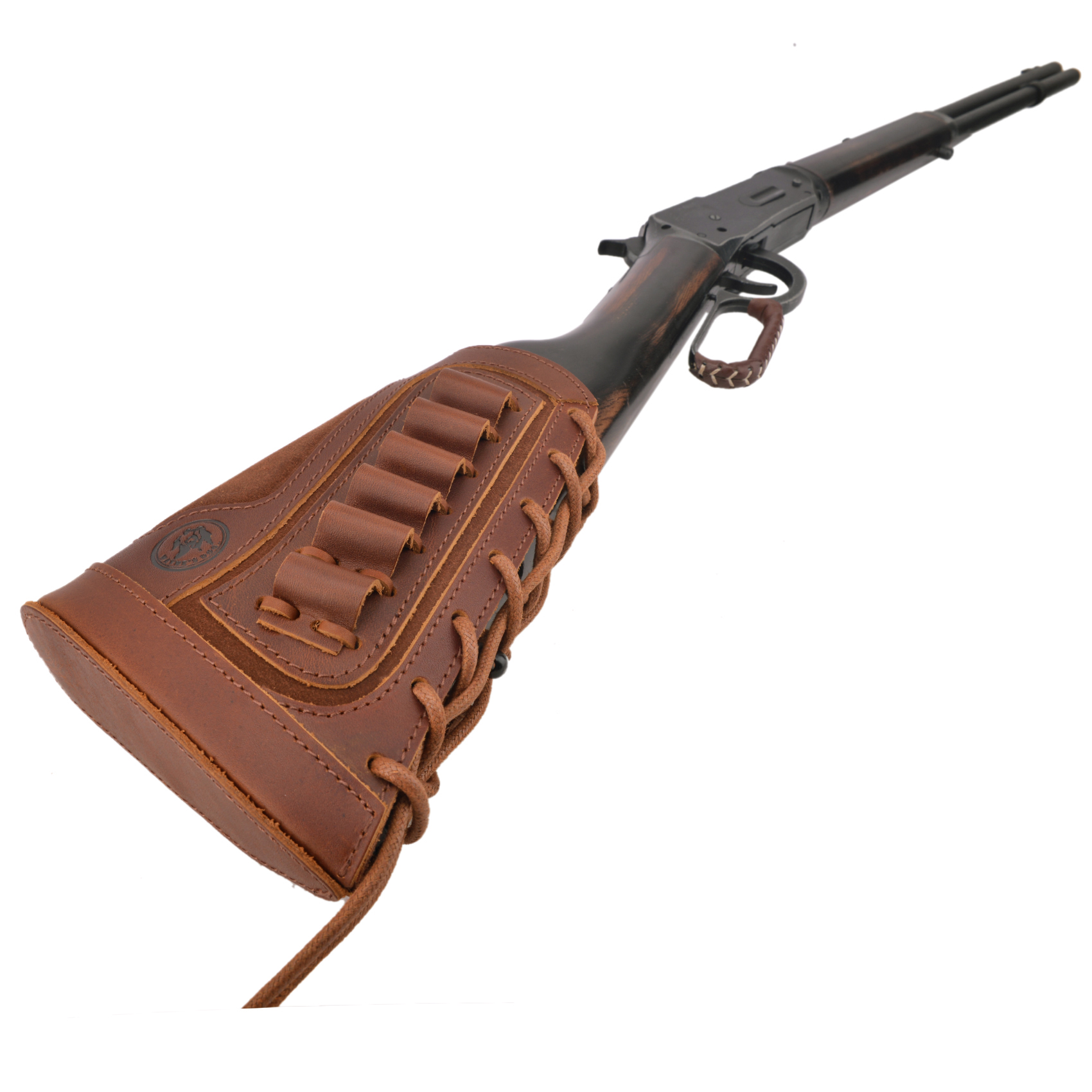 Vintage Genuine Leather Rifle Buttstock Cover Recoil Pad Gun Stock Cover With Shell Holder  .308  .30-06 .45-70