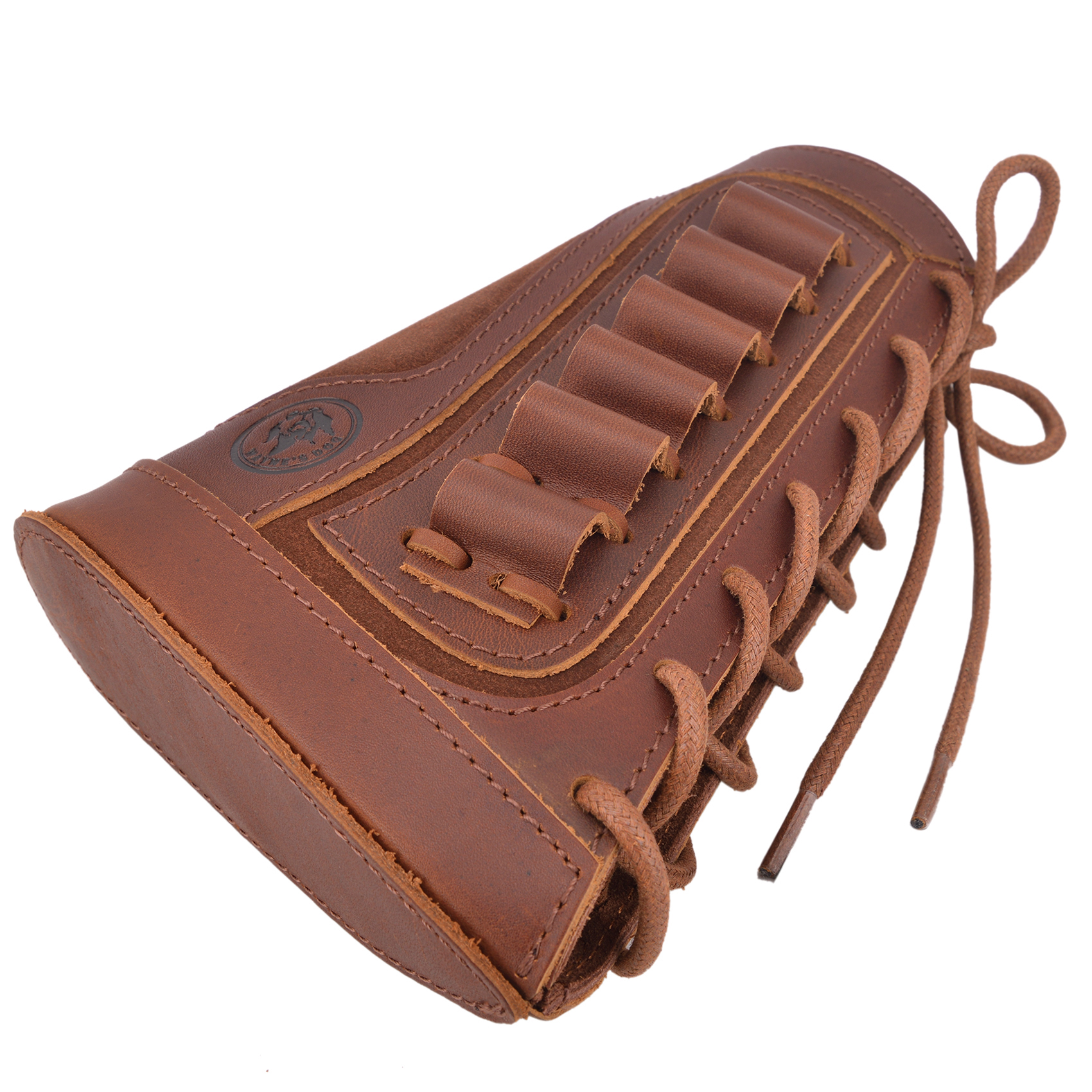 Vintage Genuine Leather Rifle Buttstock Cover Recoil Pad Gun Stock Cover With Shell Holder  .308  .30-06 .45-70