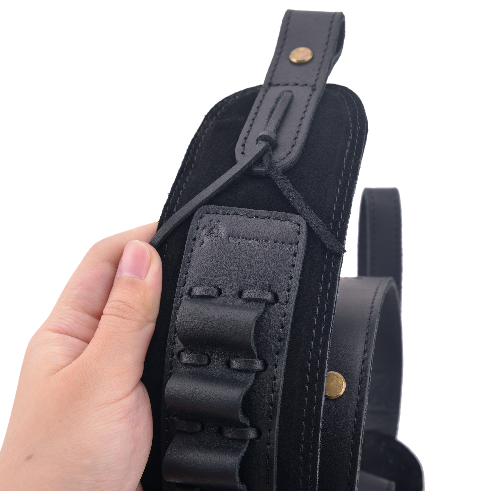 Top-Grain Leather Ammo Holder Rifle Shotgun Sling for .308 .30-06 .45-70 .44MAG