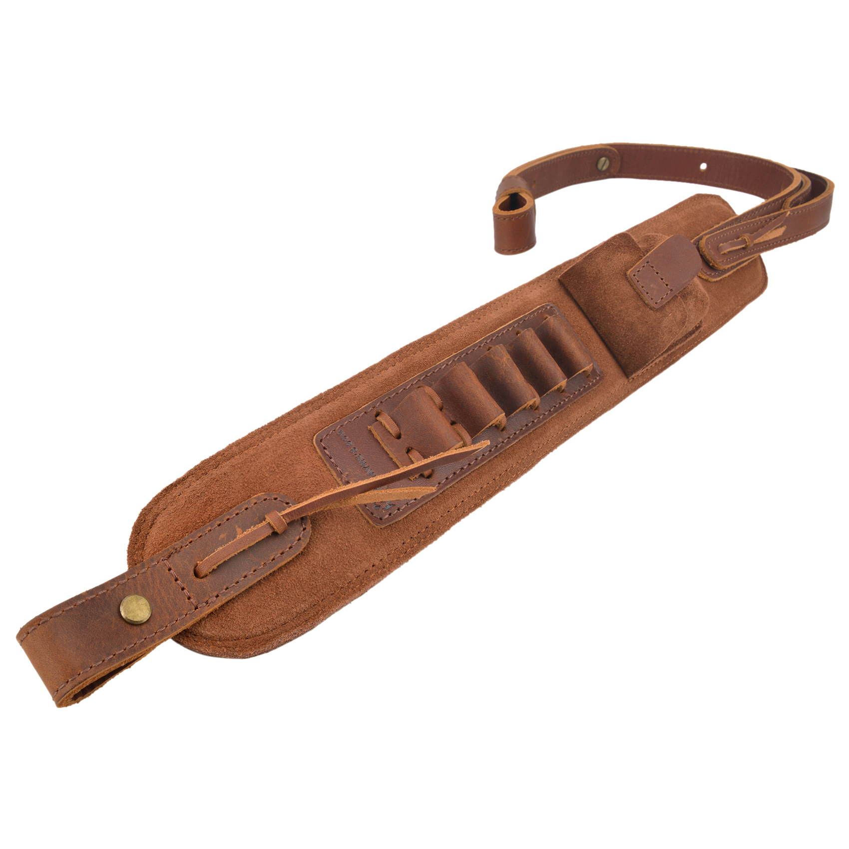 Top-Grain Leather Ammo Holder Rifle Shotgun Sling for .308 .30-06 .45-70 .44MAG