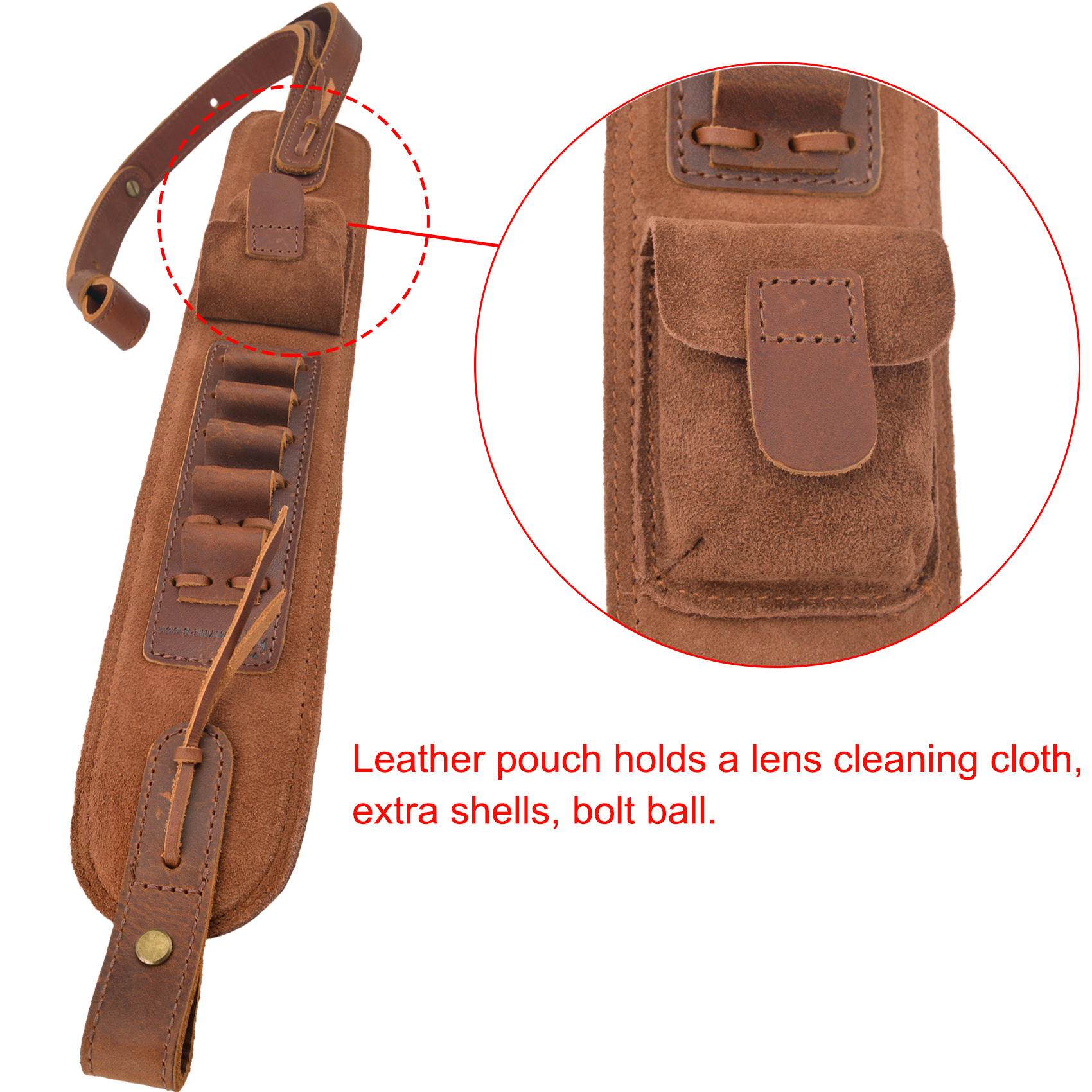  Top-Grain Leather Ammo Holder Rifle Shotgun Sling Hunting Shooting Accessory 308 .30-06 .30-30 .22LR .17hmr 12/16/20GA