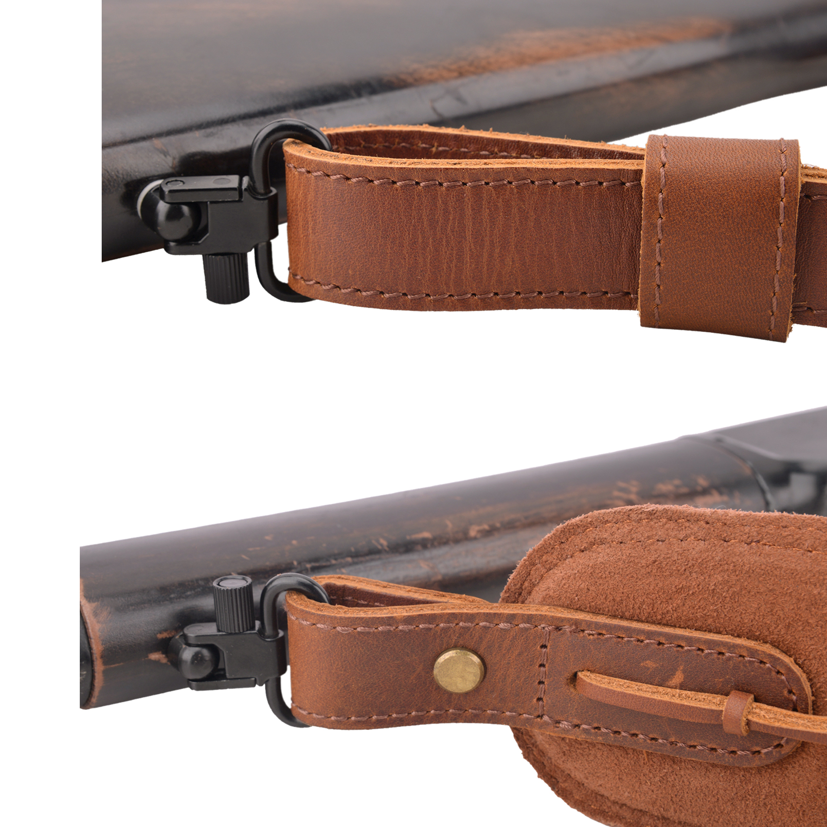 Top-Grain Leather Ammo Holder Rifle Shotgun Sling for .308 .30-06 .45-70 .44MAG