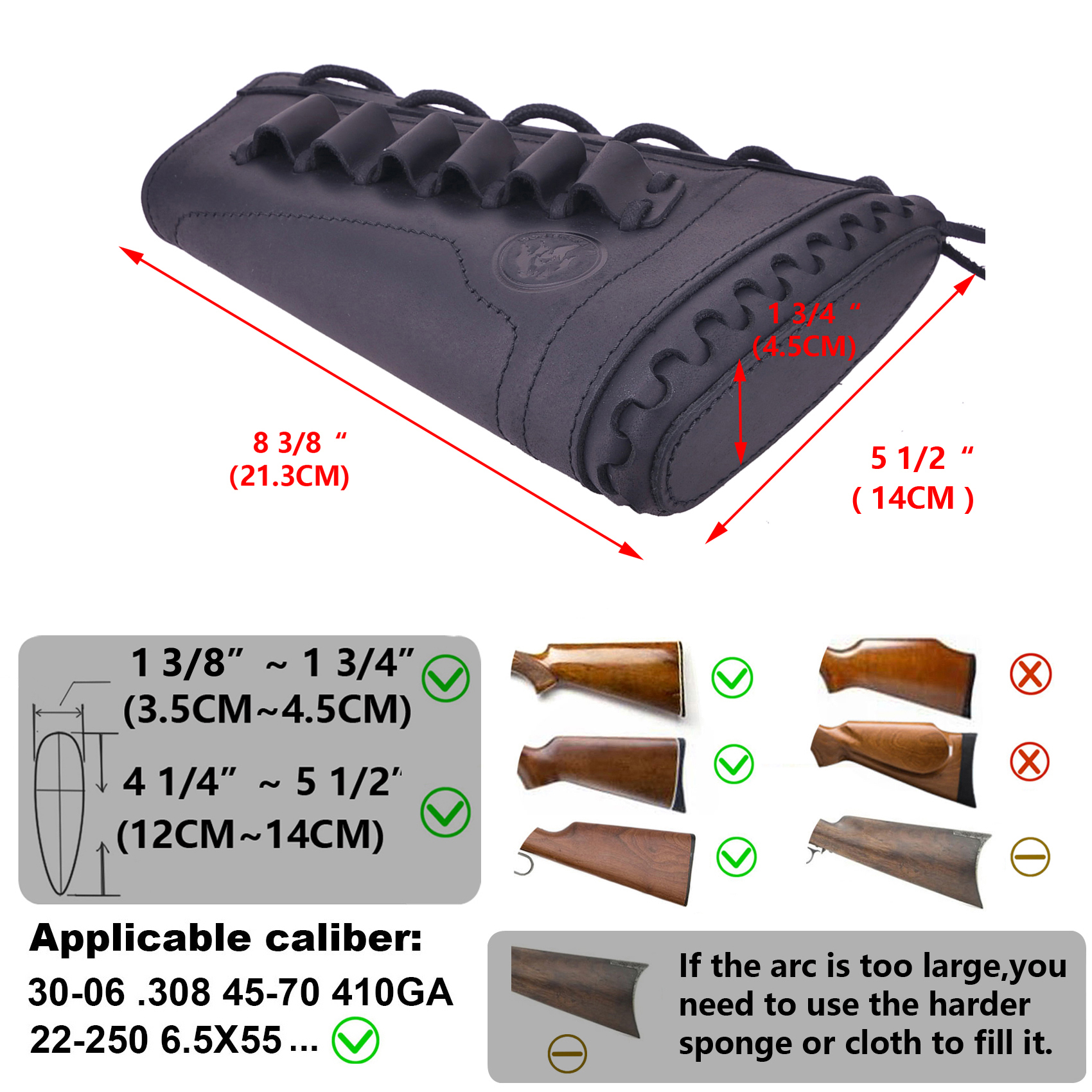 Rifle Cartridges Ammo Holder Carry On Buttstock Cover Pad Gun Stock Cover Hunting Accessory  .308  .30-06 .300WIN