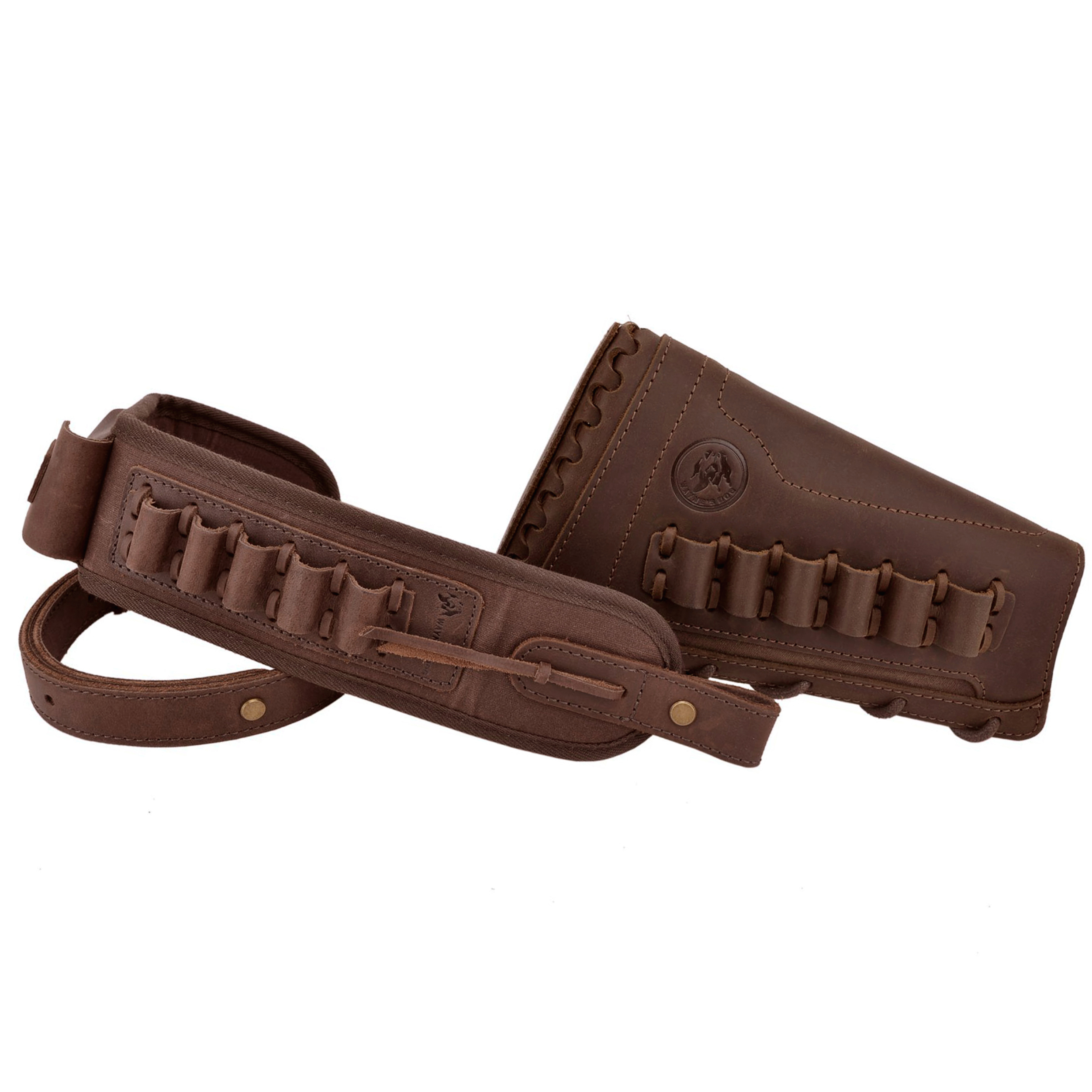 Leather Gun Buttstock Holster with Canvas Gun Sling / 2 Swivels .308 .30-06 .45-70 .357 .30-30 .22LR .17hmr