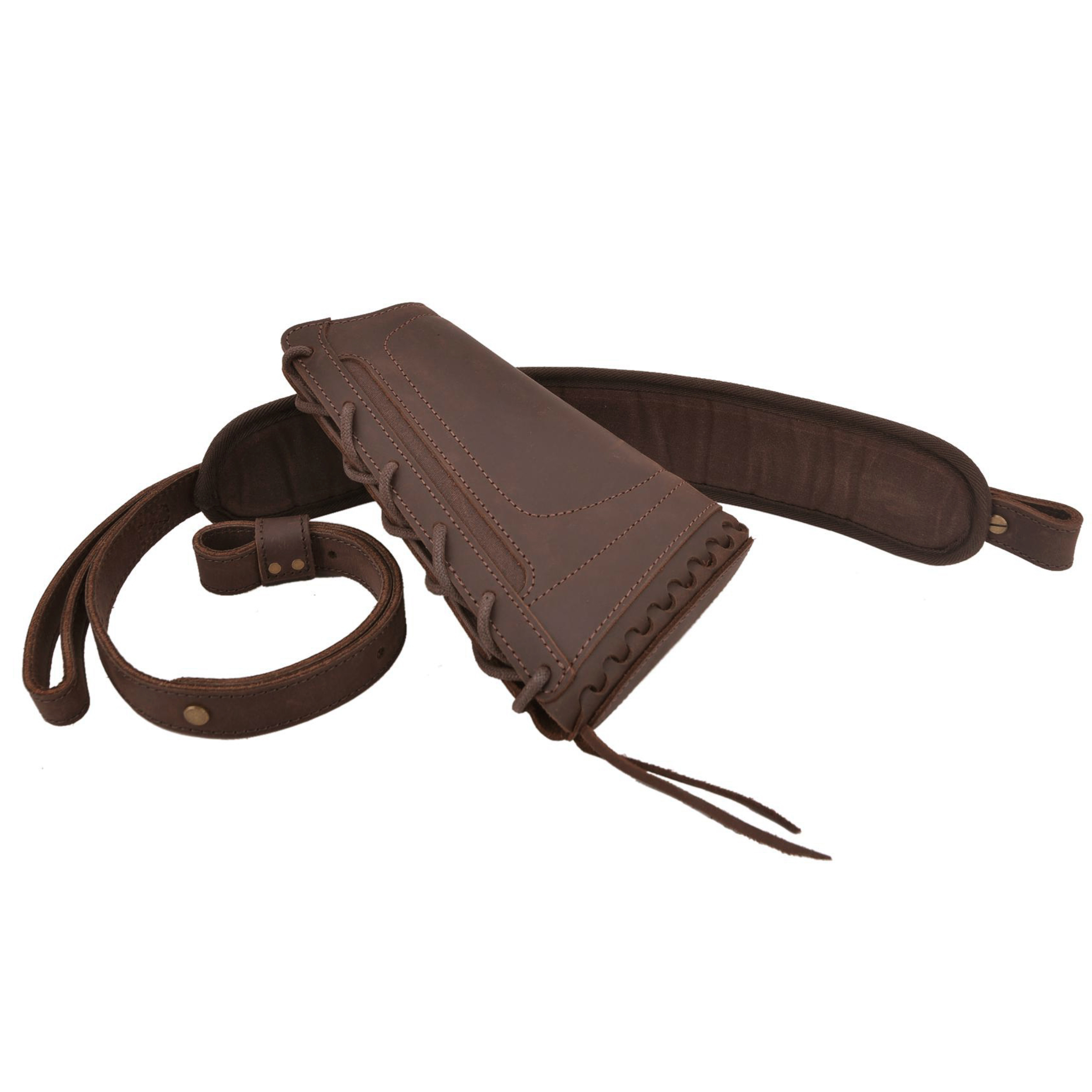 Leather Gun Buttstock Holster with Canvas Gun Sling / 2 Swivels .308 .30-06 .45-70 .357 .30-30 .22LR .17hmr