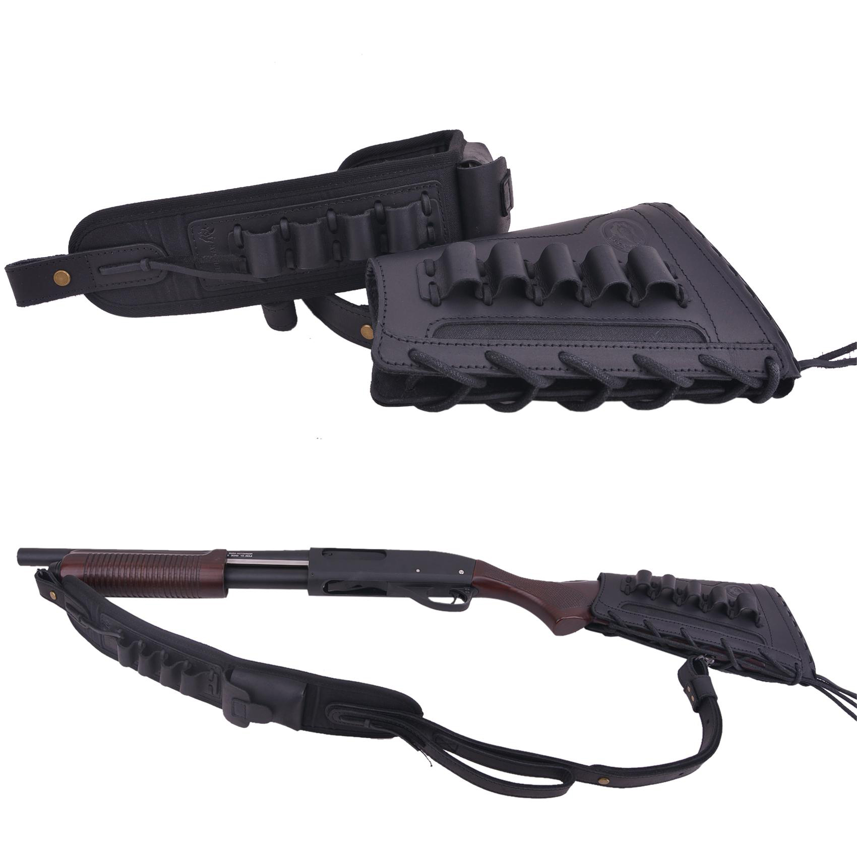 Leather Gun Buttstock Holster with Canvas Gun Sling / 2 Swivels .308 .30-06 .45-70 .357 .30-30 .22LR .17hmr