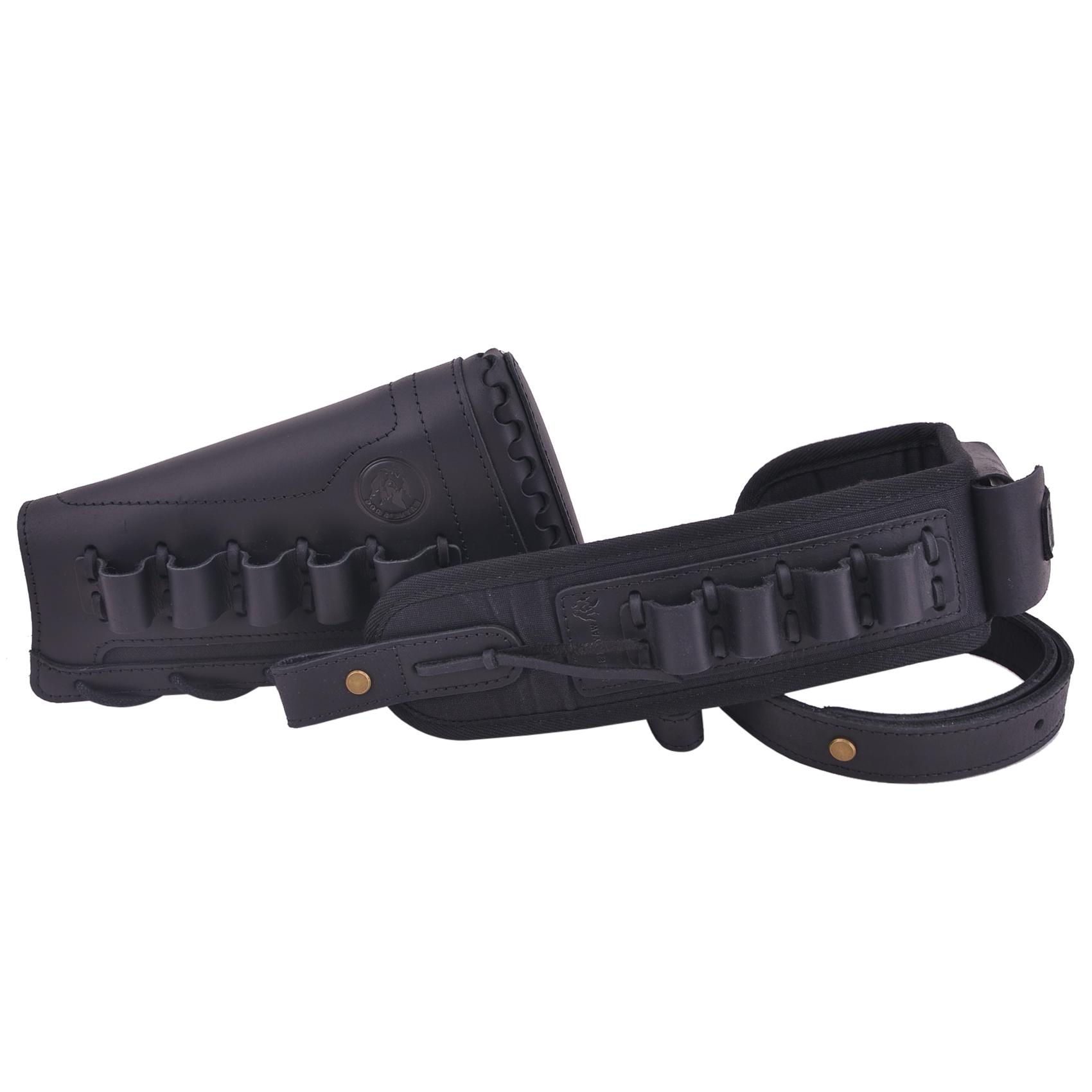 Leather Gun Buttstock Holster with Canvas Gun Sling / 2 Swivels .308 .30-06 .45-70 .357 .30-30 .22LR .17hmr