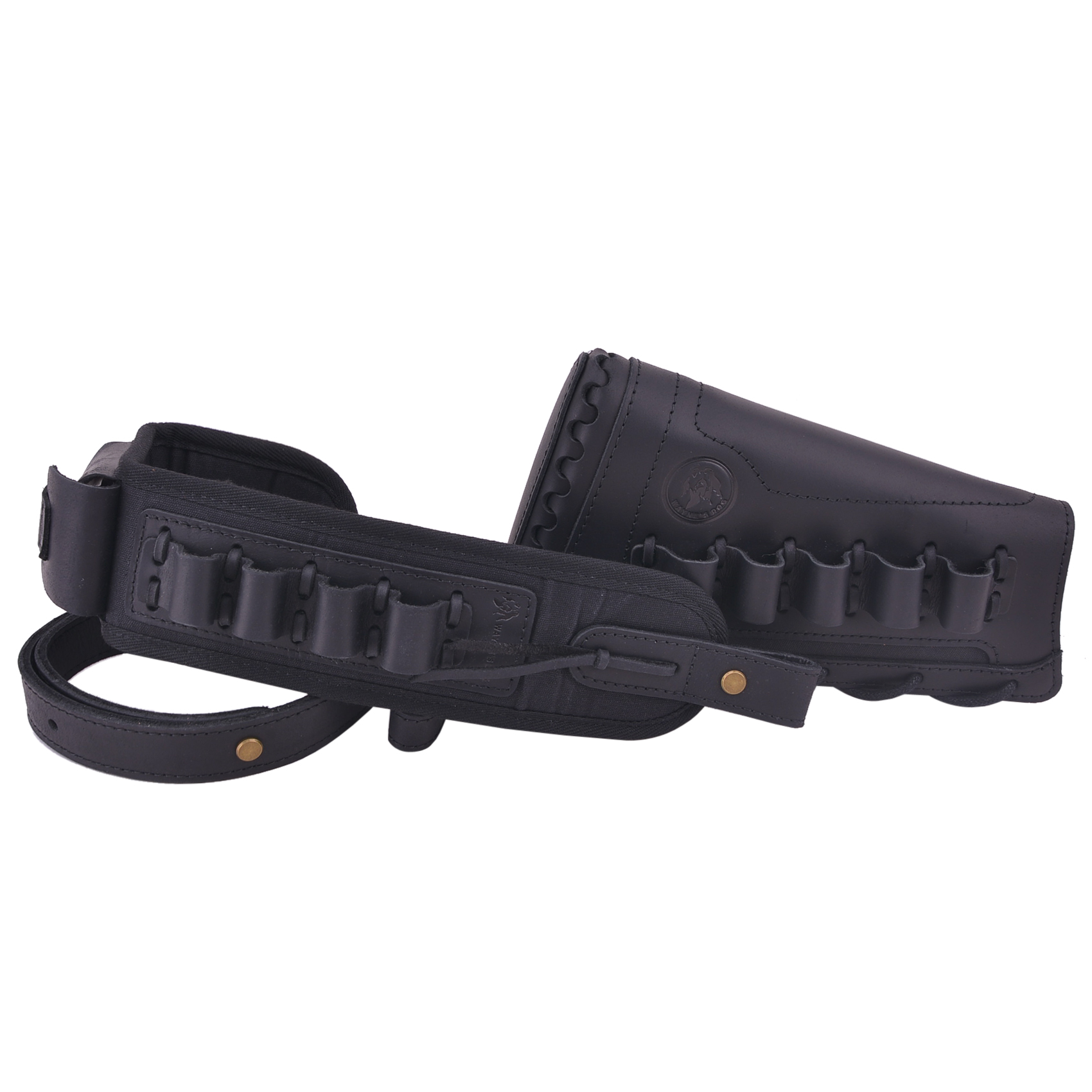 Leather Gun Buttstock Holster with Canvas Gun Sling / 2 Swivels .308 .30-06 .45-70 .357 .30-30 .22LR .17hmr