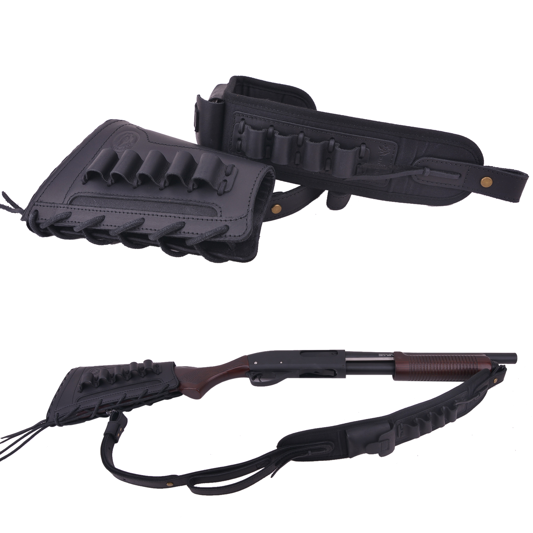 Leather Gun Buttstock Holster with Canvas Gun Sling / 2 Swivels .308 .30-06 .45-70 .357 .30-30 .22LR .17hmr