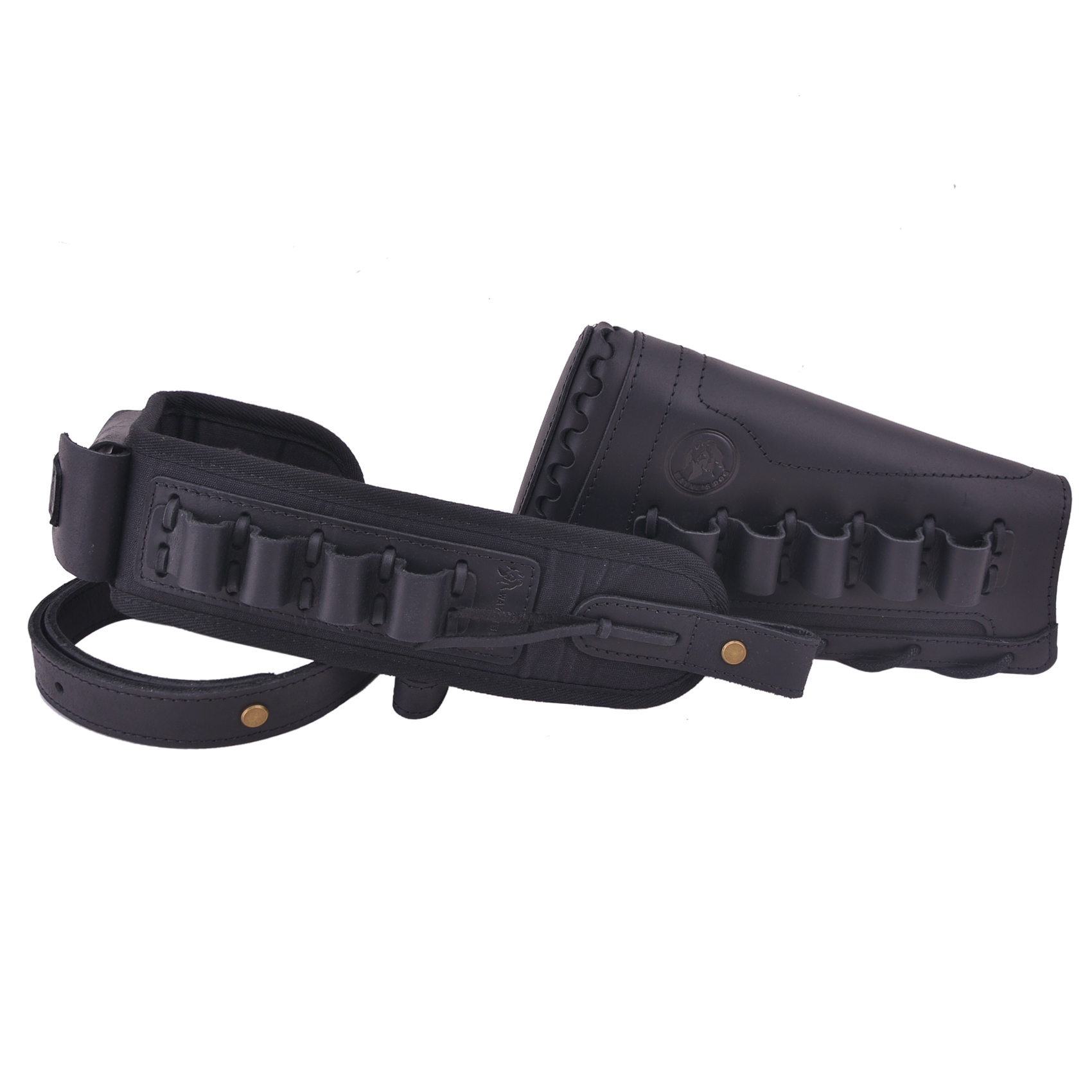 Leather Gun Buttstock Holster with Canvas Gun Sling / 2 Swivels .308 .30-06 .45-70 .357 .30-30 .22LR .17hmr