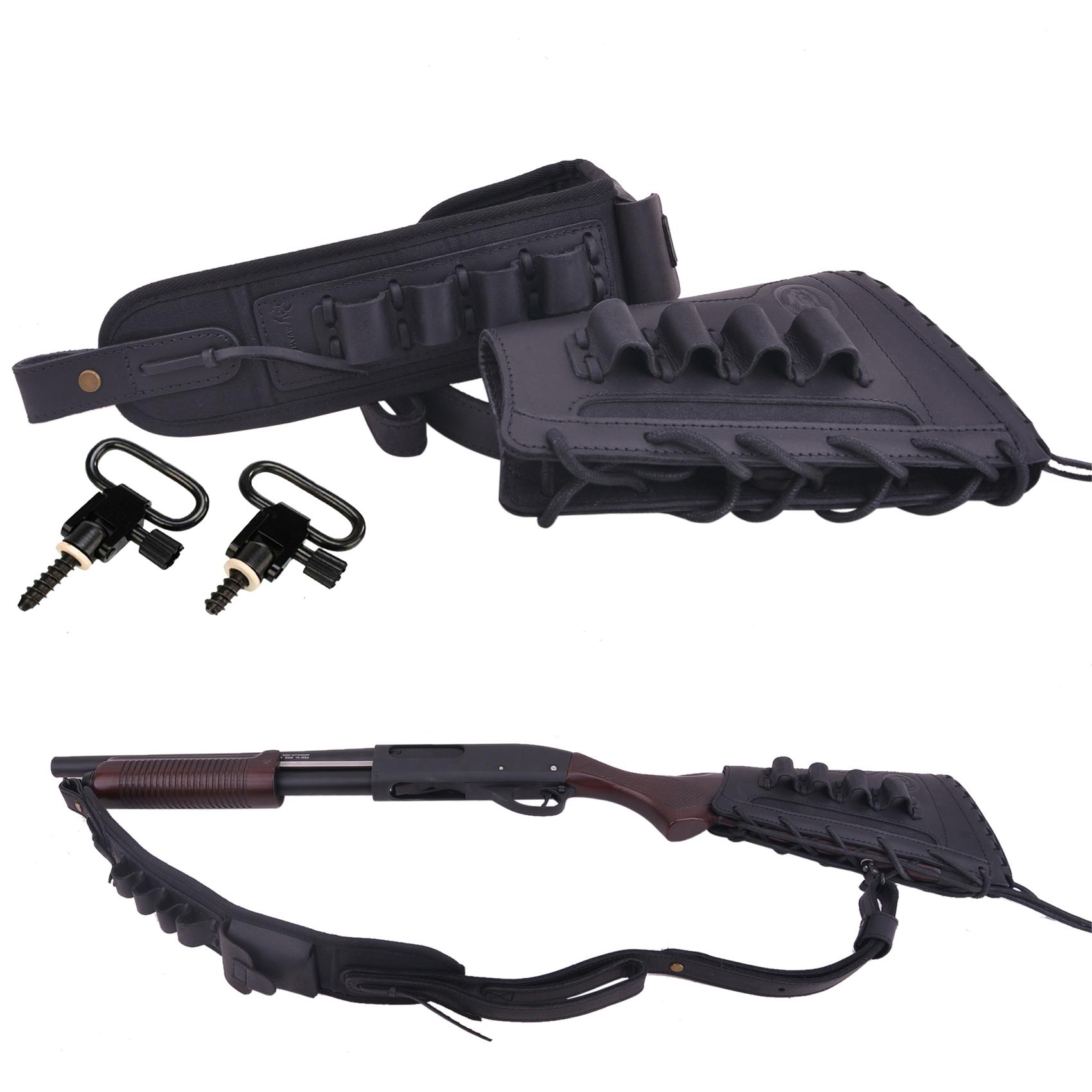 Leather Gun Buttstock Holster with Canvas Gun Sling / 2 Swivels .308 .30-06 .45-70 .357 .30-30 .22LR .17hmr