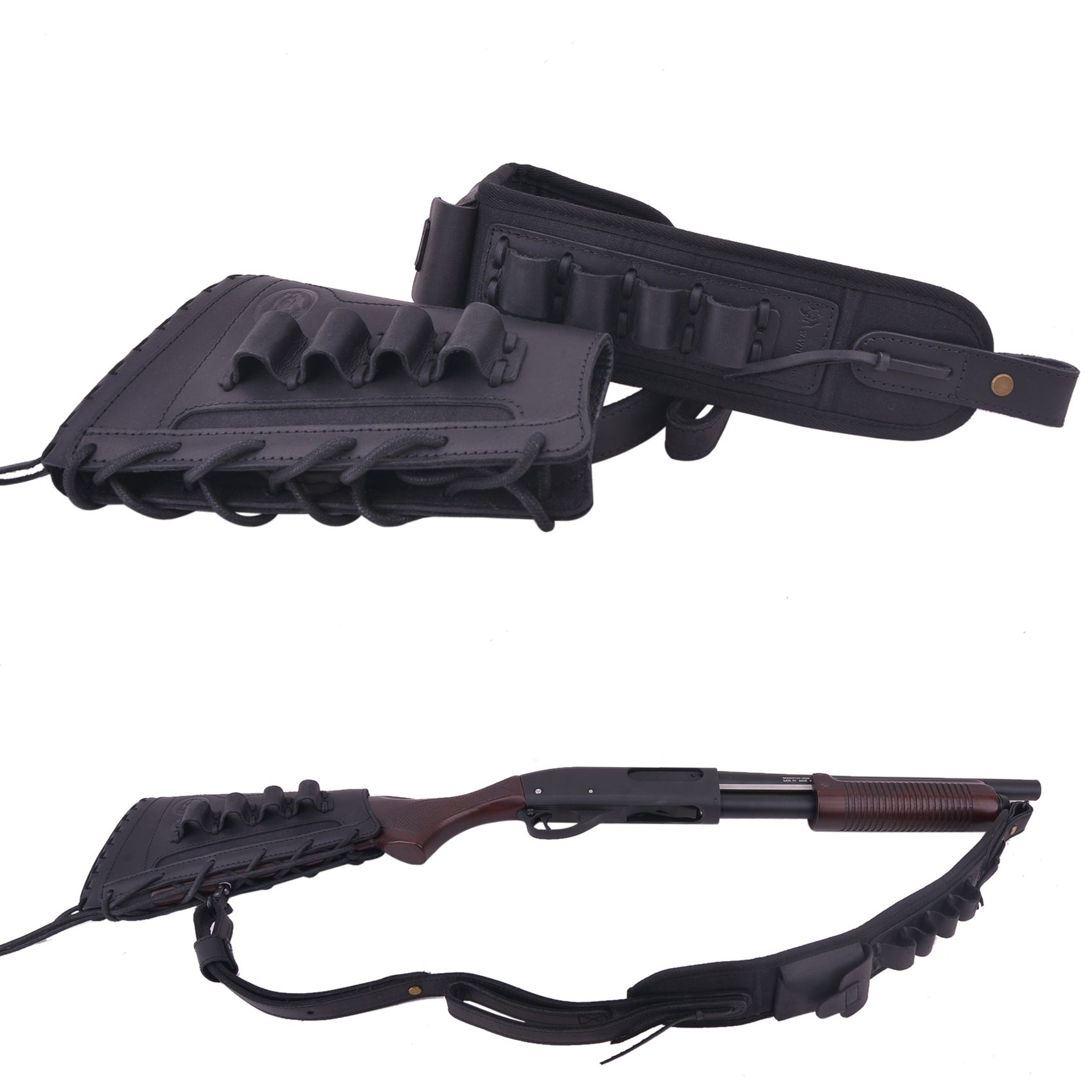 Leather Gun Buttstock Holster with Canvas Gun Sling / 2 Swivels .308 .30-06 .45-70 .357 .30-30 .22LR .17hmr
