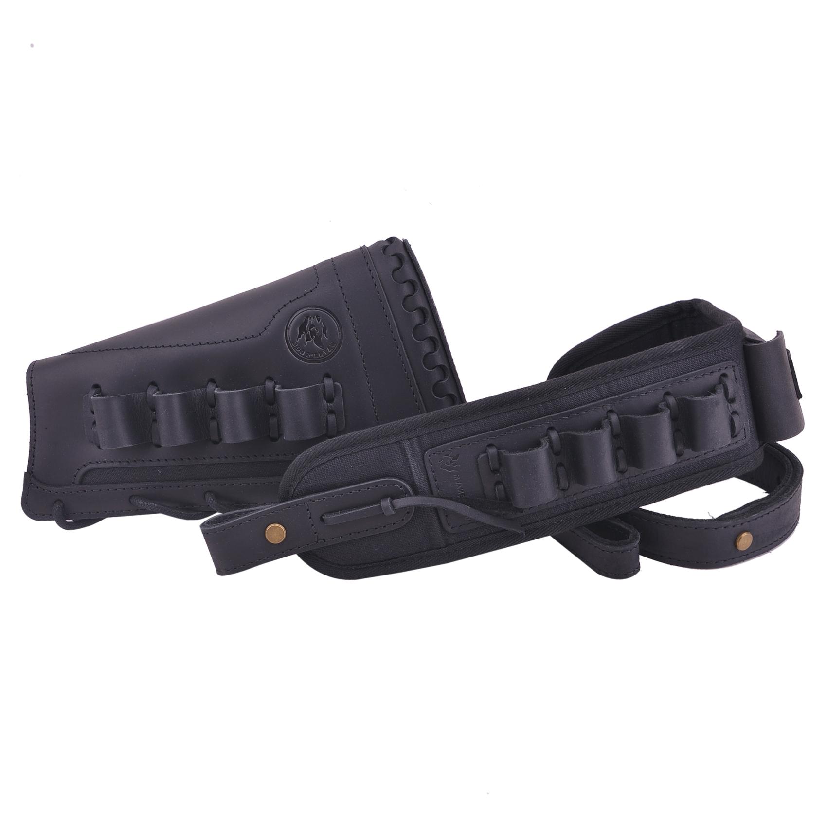 Leather Gun Buttstock Holster with Canvas Gun Sling / 2 Swivels .308 .30-06 .45-70 .357 .30-30 .22LR .17hmr