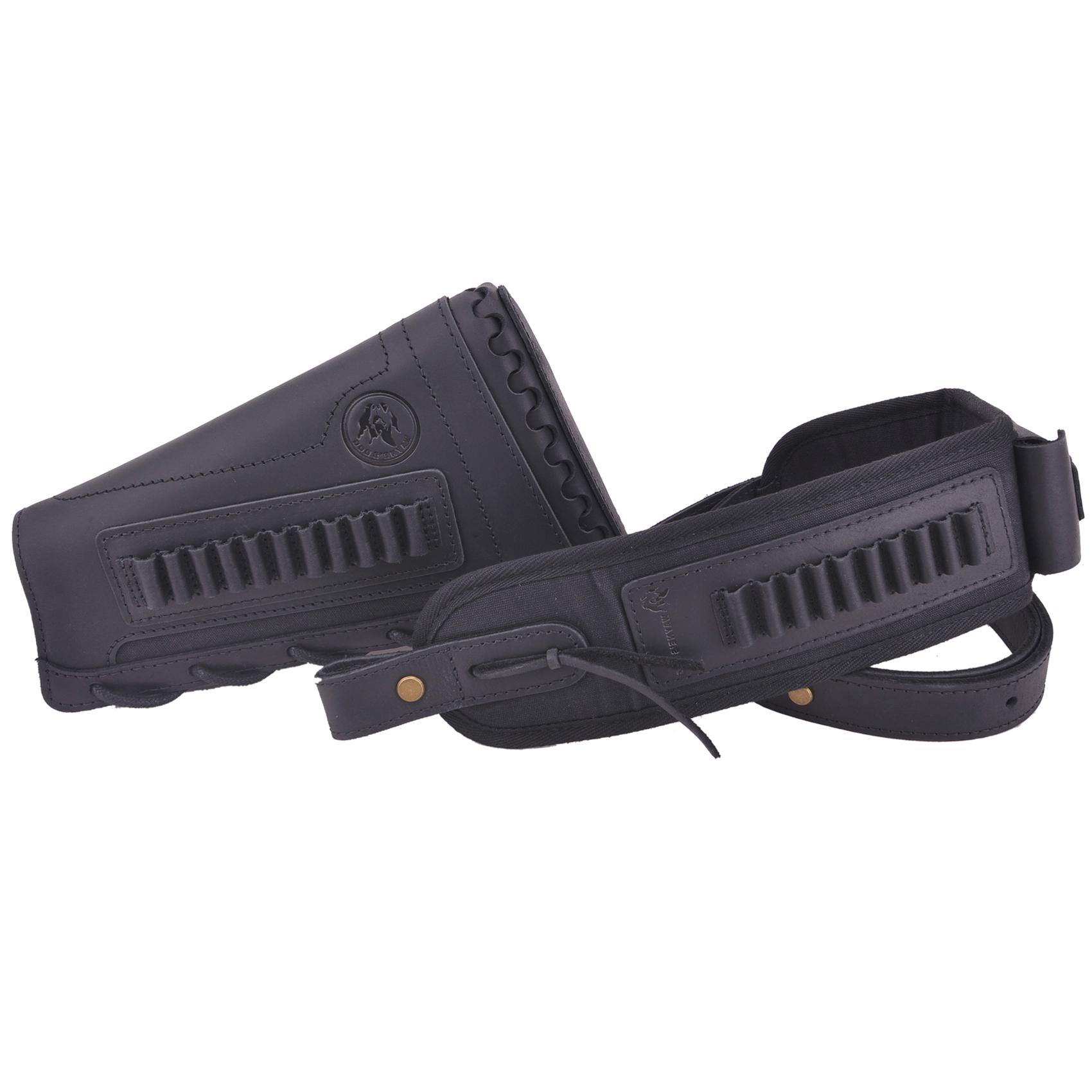 Leather Gun Buttstock Holster with Canvas Gun Sling / 2 Swivels .308 .30-06 .45-70 .357 .30-30 .22LR .17hmr