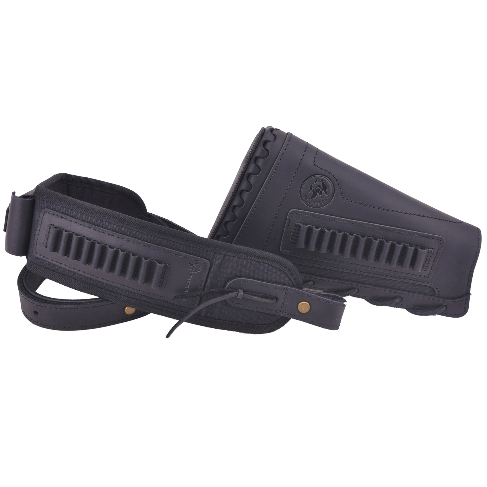 Leather Gun Buttstock Holster with Canvas Gun Sling / 2 Swivels .308 .30-06 .45-70 .357 .30-30 .22LR .17hmr