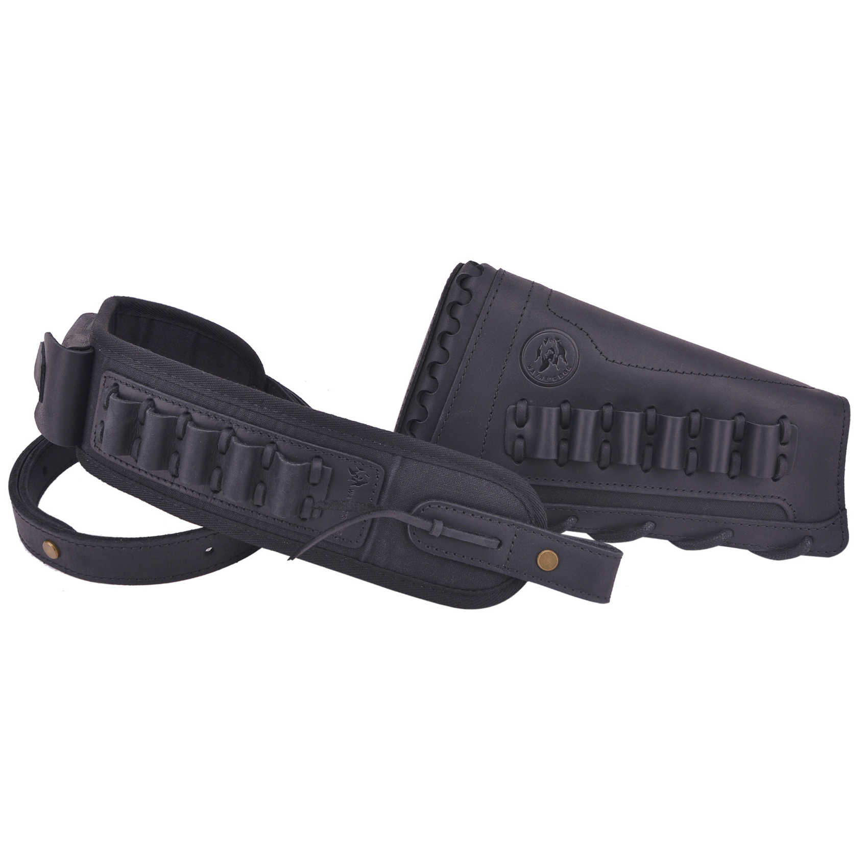 Leather Gun Buttstock Holster with Canvas Gun Sling / 2 Swivels .308 .30-06 .45-70