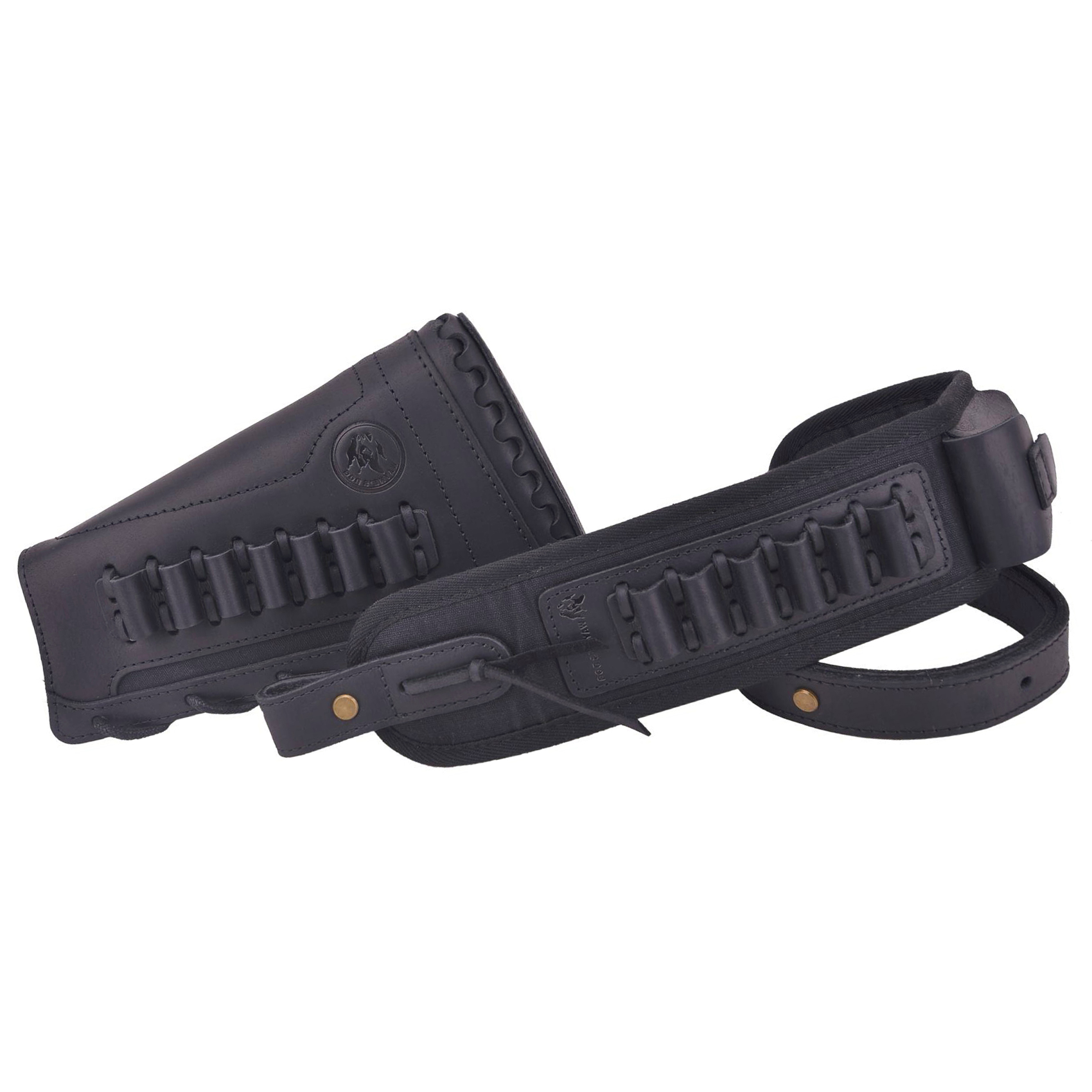 Leather Gun Buttstock Holster with Canvas Gun Sling / 2 Swivels .308 .30-06 .45-70 .357 .30-30 .22LR .17hmr