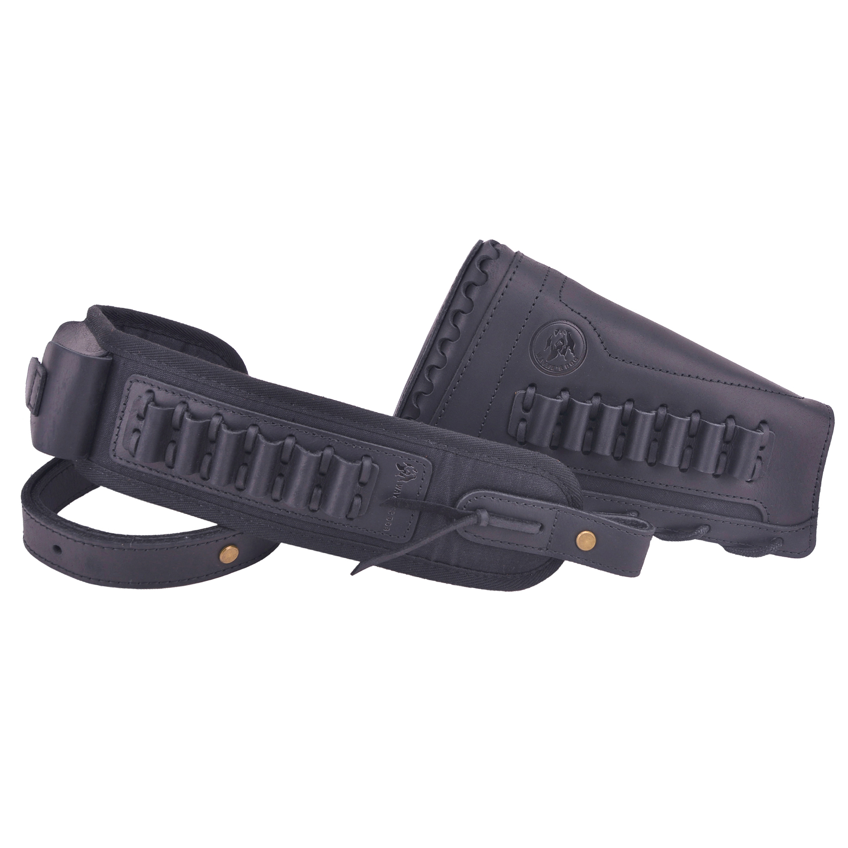 Leather Gun Buttstock Holster with Canvas Gun Sling / 2 Swivels .308 .30-06 .45-70 .357 .30-30 .22LR .17hmr