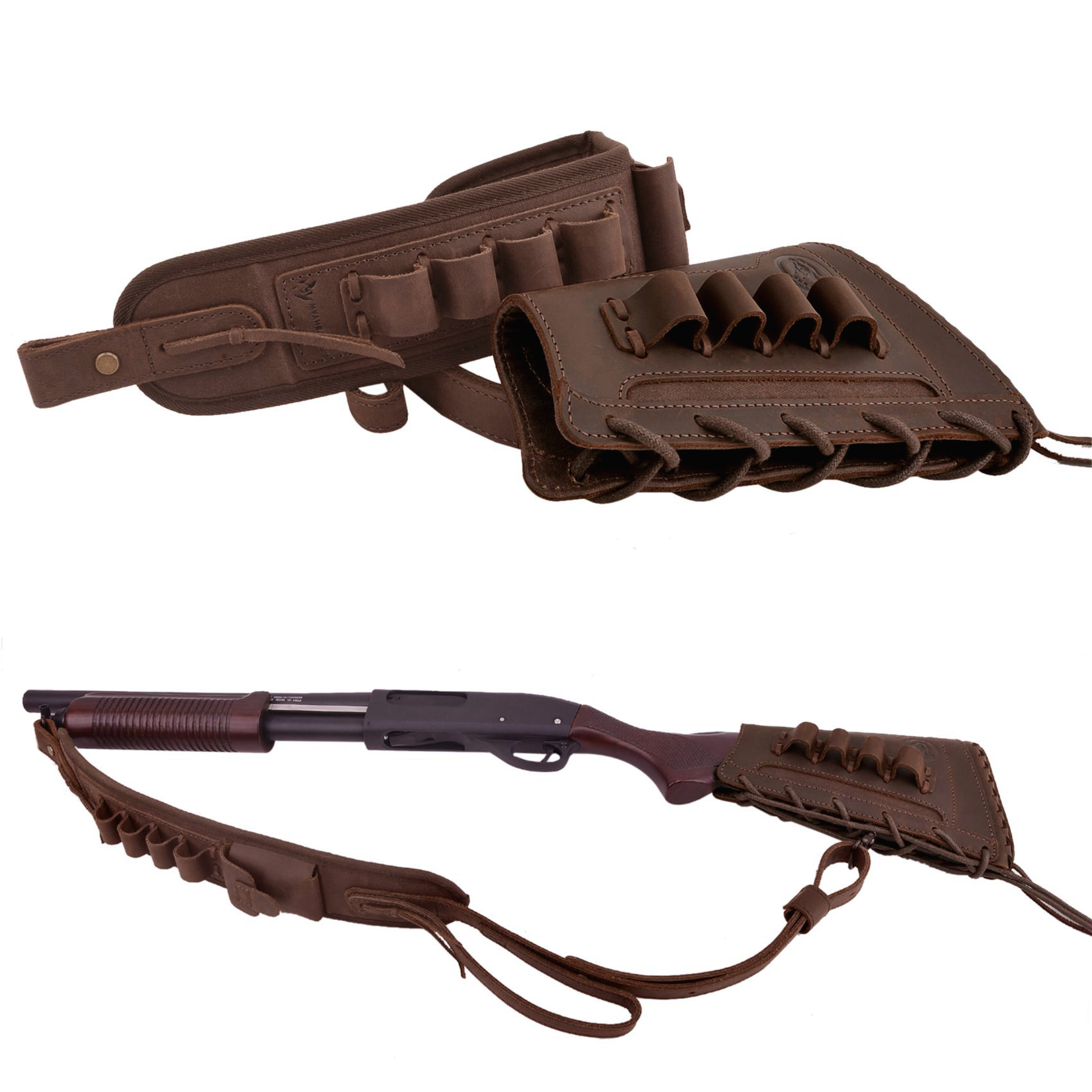 Leather Gun Buttstock Holster with Canvas Gun Sling / 2 Swivels .308 .30-06 .45-70 .357 .30-30 .22LR .17hmr