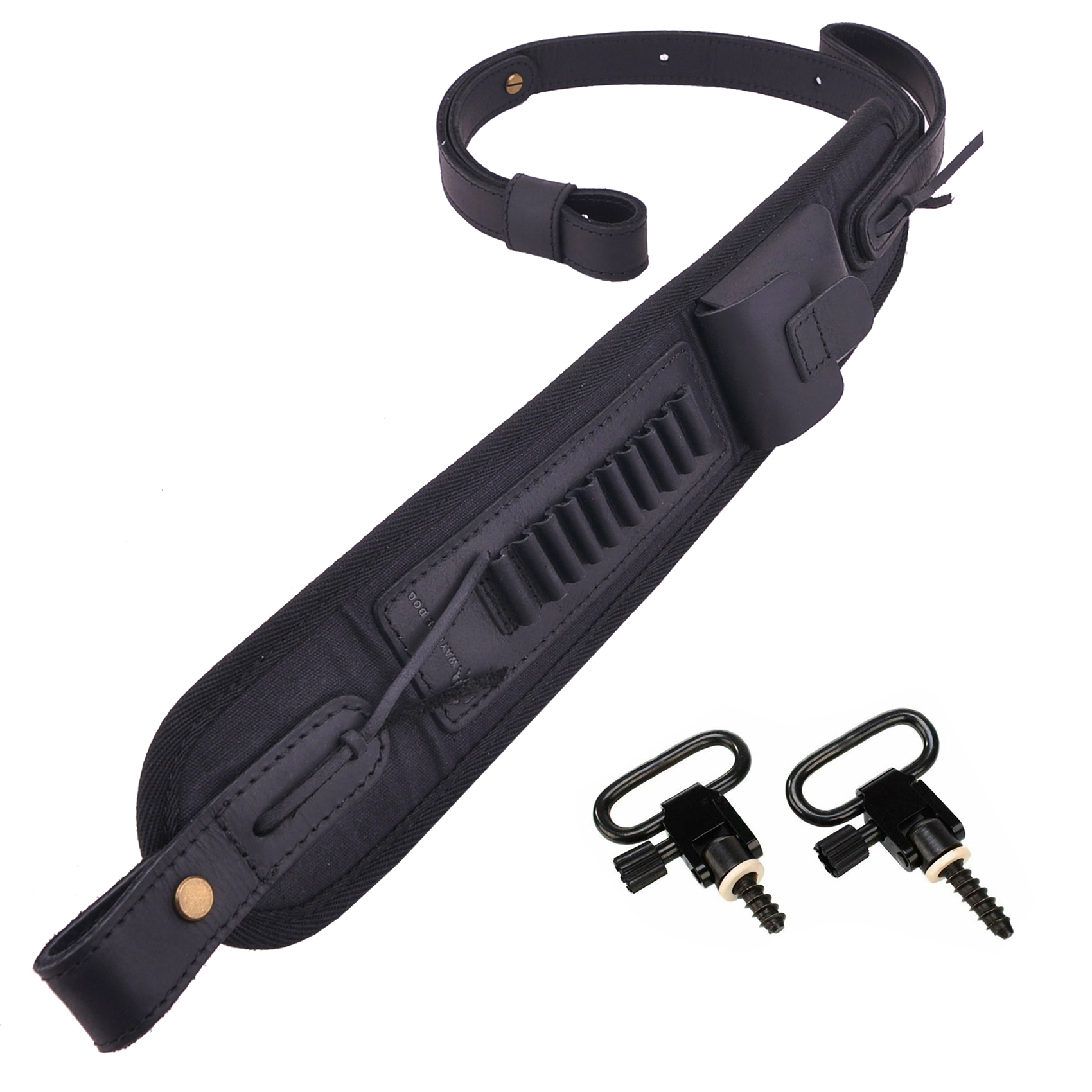 Leather Canvas Ammo Holder Rifle Sling Hunting Gun Strap .308 .30-06 .30-30 .22LR .17 HMR 12/16/20GA