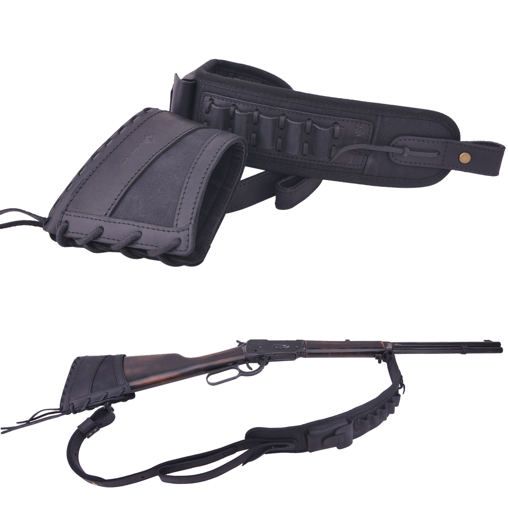 Leather Gun Recoil Pad Protector Stock with Sling Swivels .30/30 .308 .22LR 20GA