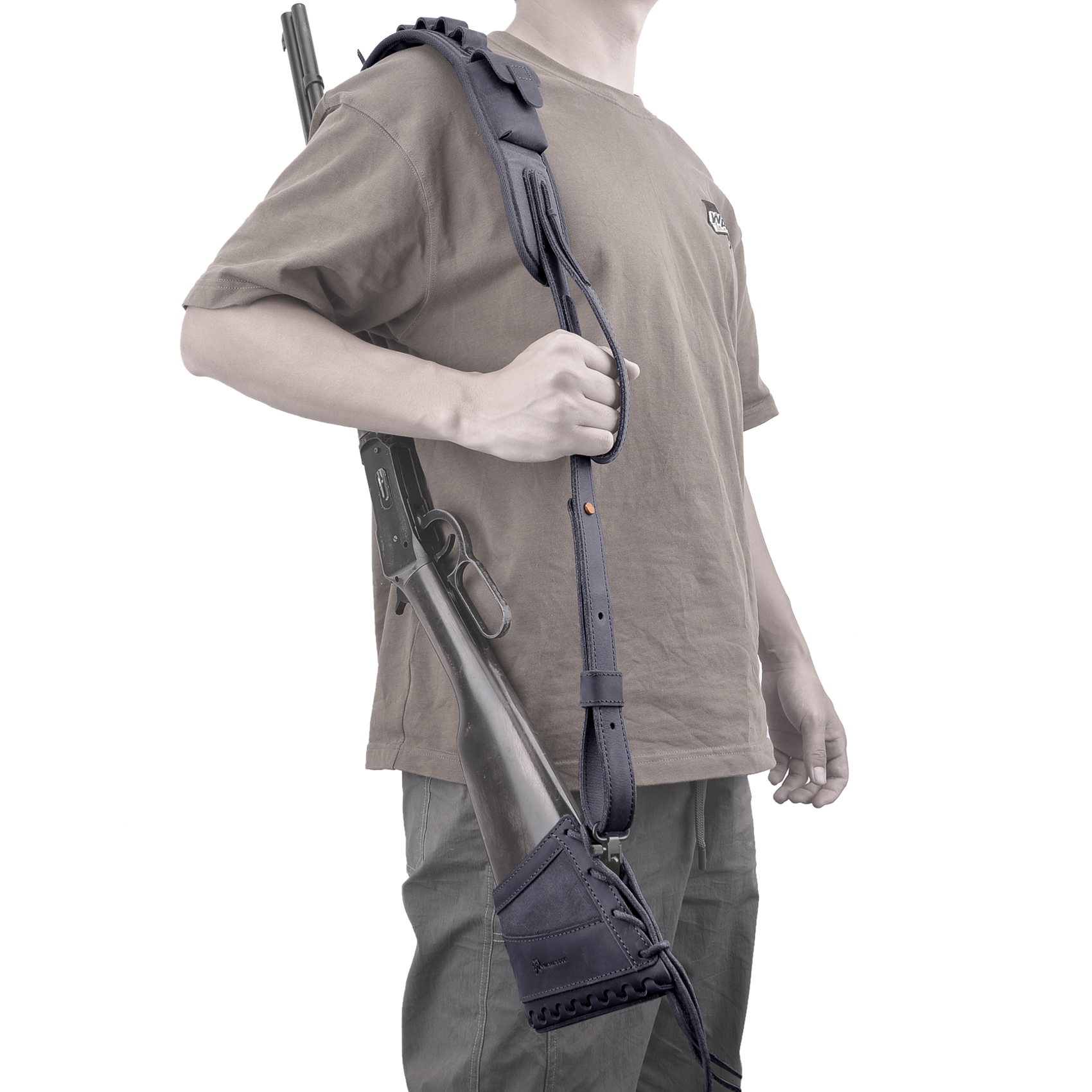 Leather Gun Recoil Pad Protector Stock with Sling Swivels .30/30 .308 .22LR 20GA