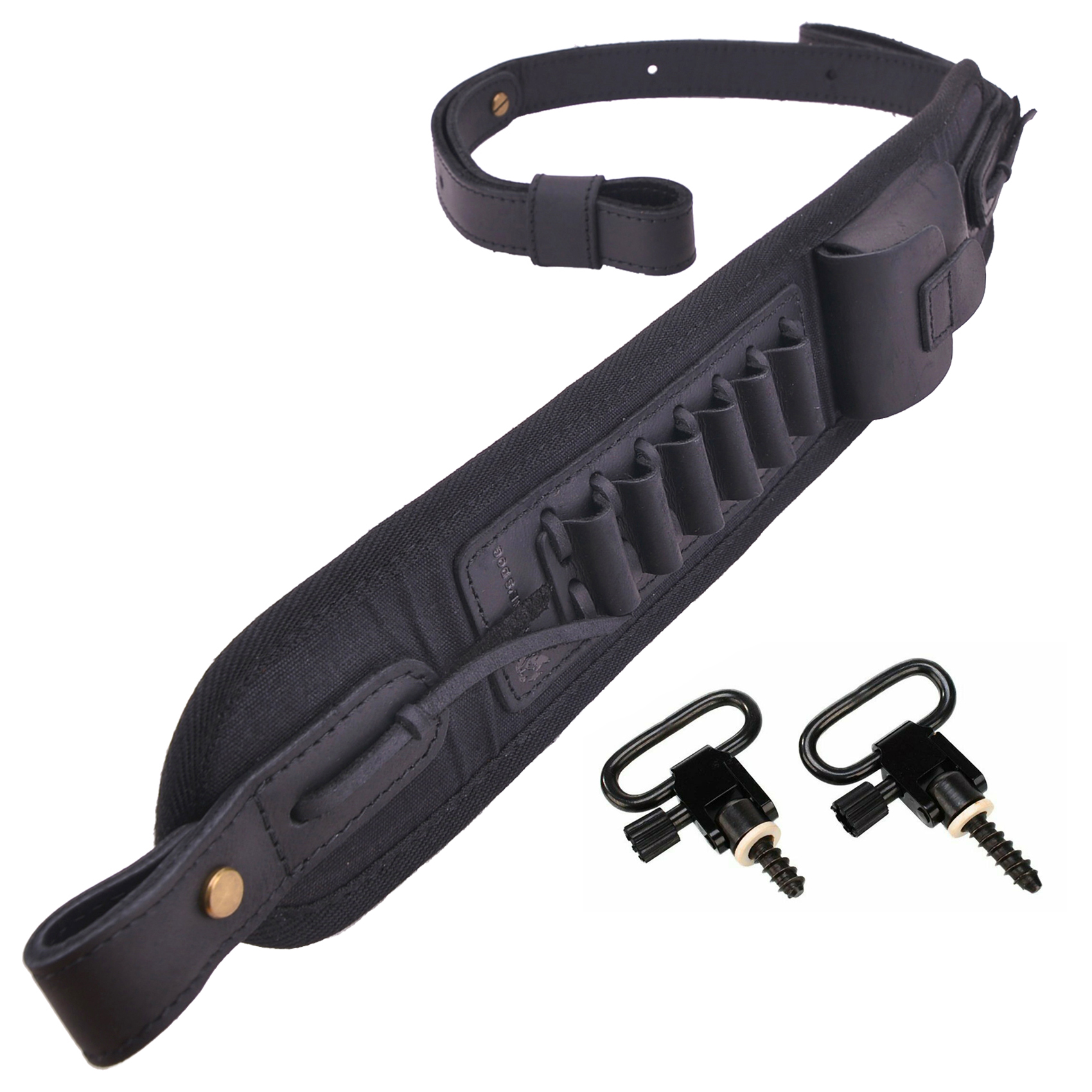 Leather Canvas Ammo Holder Rifle Sling Hunting Gun Strap .308 .30-06 .30-30 .22LR .17 HMR 12/16/20GA