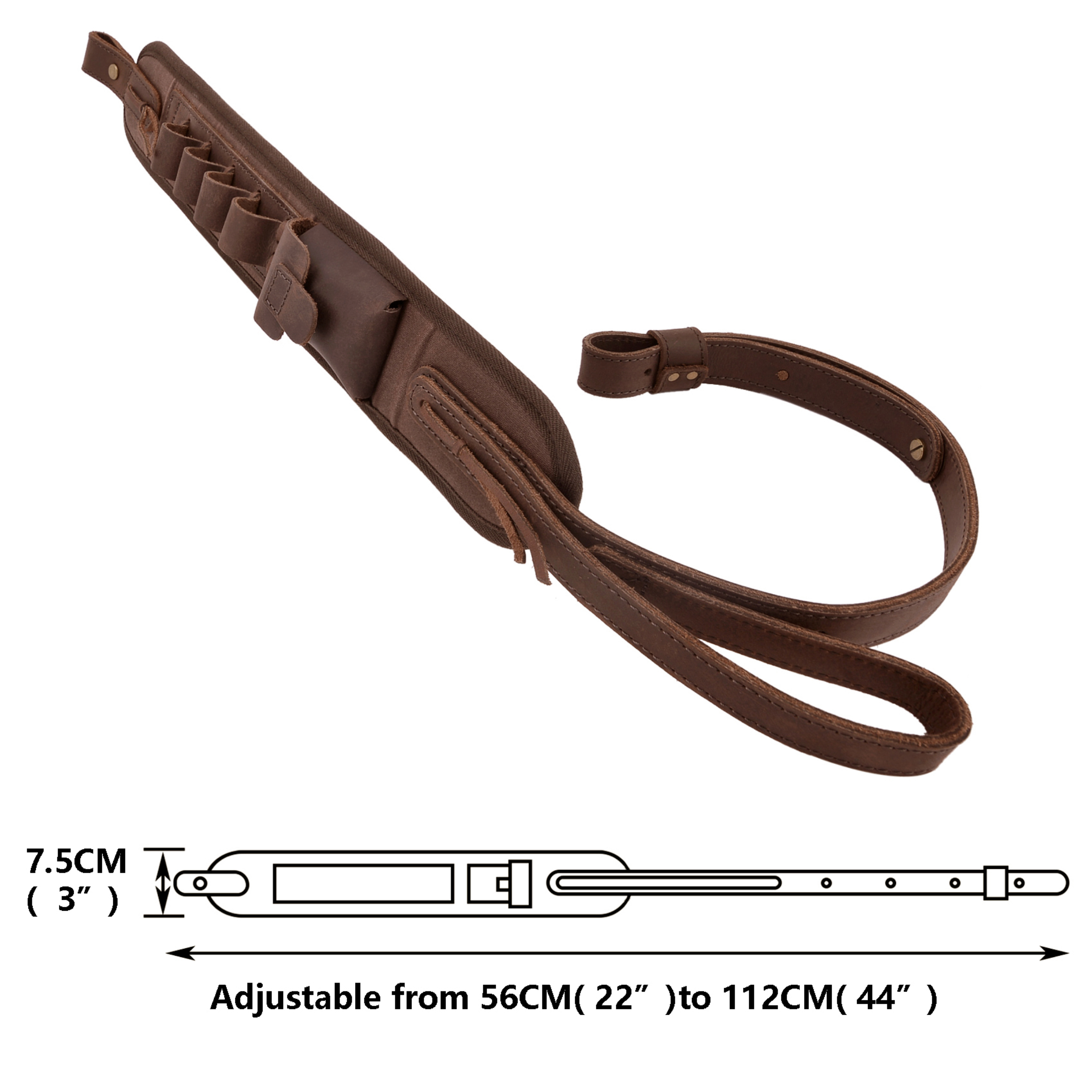 Leather Canvas Ammo Holder Rifle Sling Hunting Gun Strap .308 .30-06 .30-30 .22LR .17 HMR 12/16/20GA