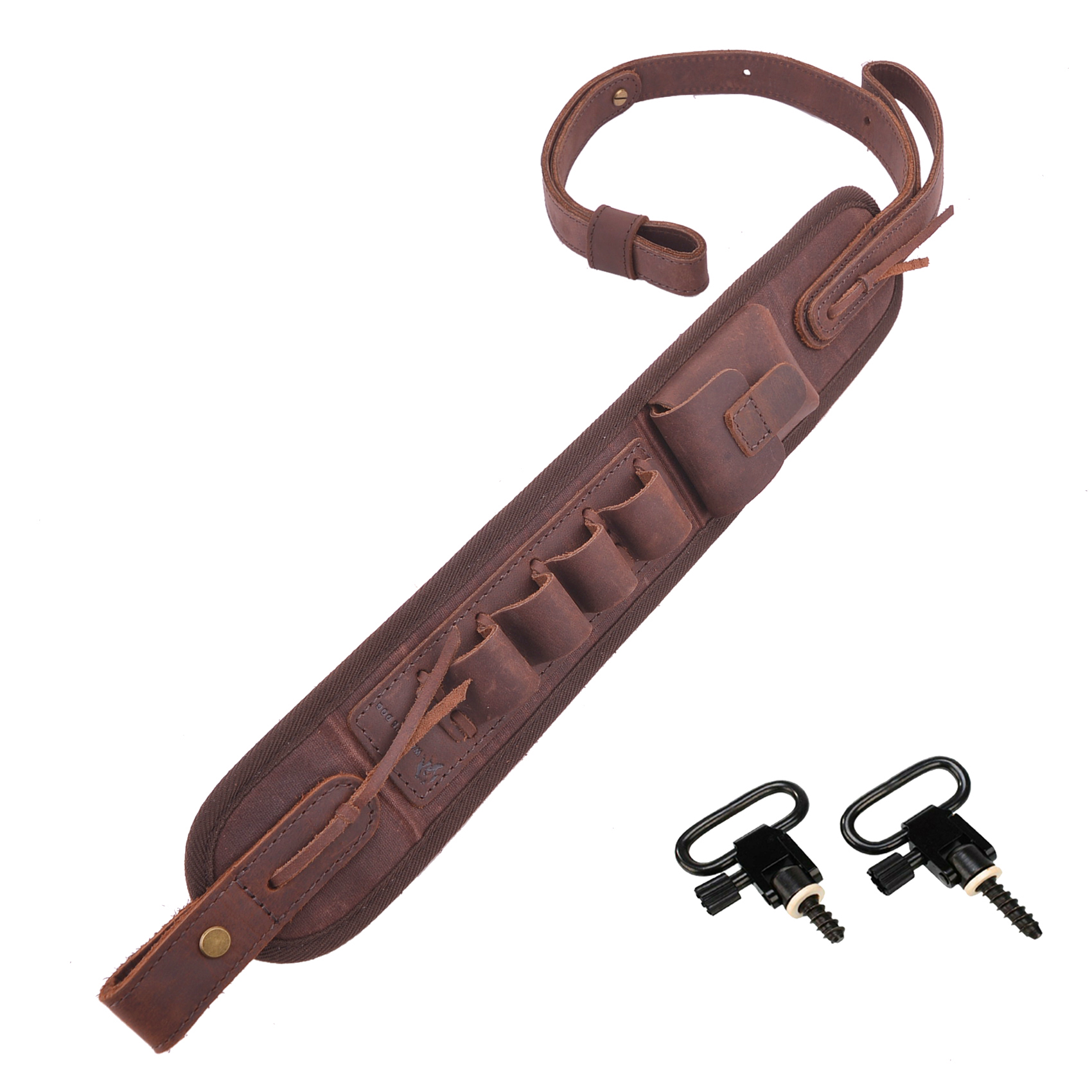 Leather Canvas Ammo Holder Rifle Sling Hunting Gun Strap .308 .30-06 .30-30 .22LR .17 HMR 12/16/20GA