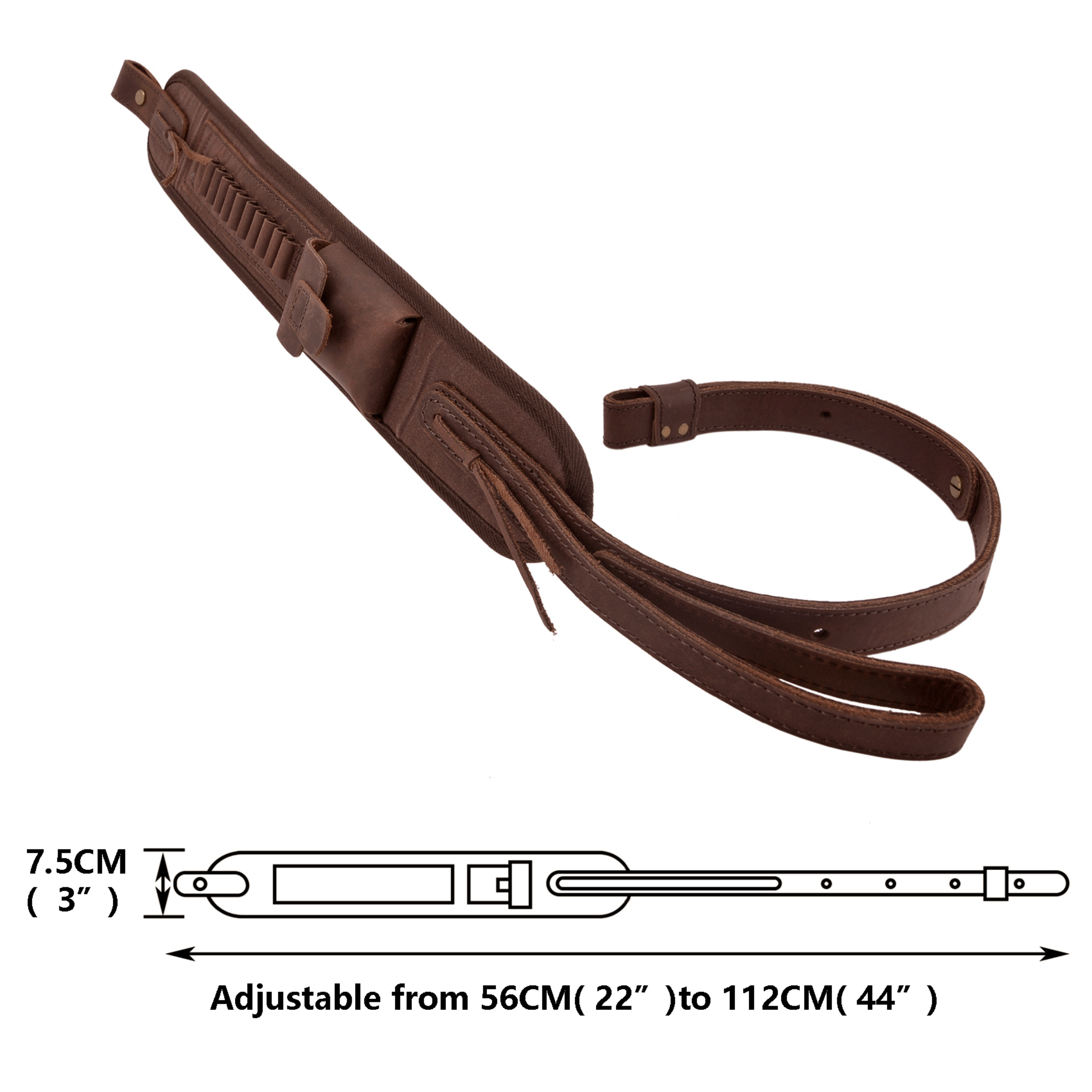 Leather Canvas Ammo Holder Rifle Sling Hunting Gun Strap .308 .30-06 .30-30 .22LR .17 HMR 12/16/20GA