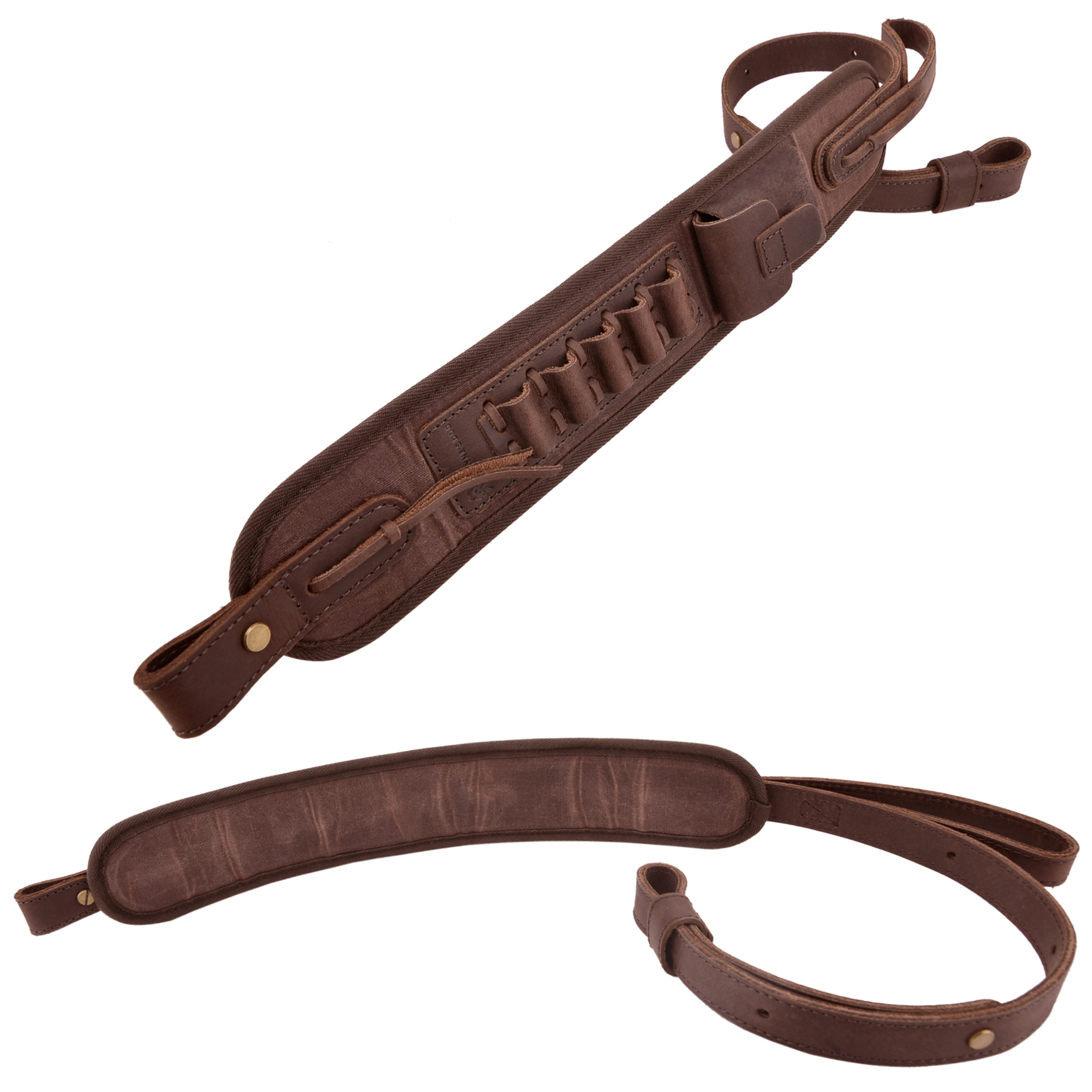 Leather Canvas Ammo Holder Rifle Sling Hunting Gun Strap .308 .30-06 .30-30 .22LR .17 HMR 12/16/20GA