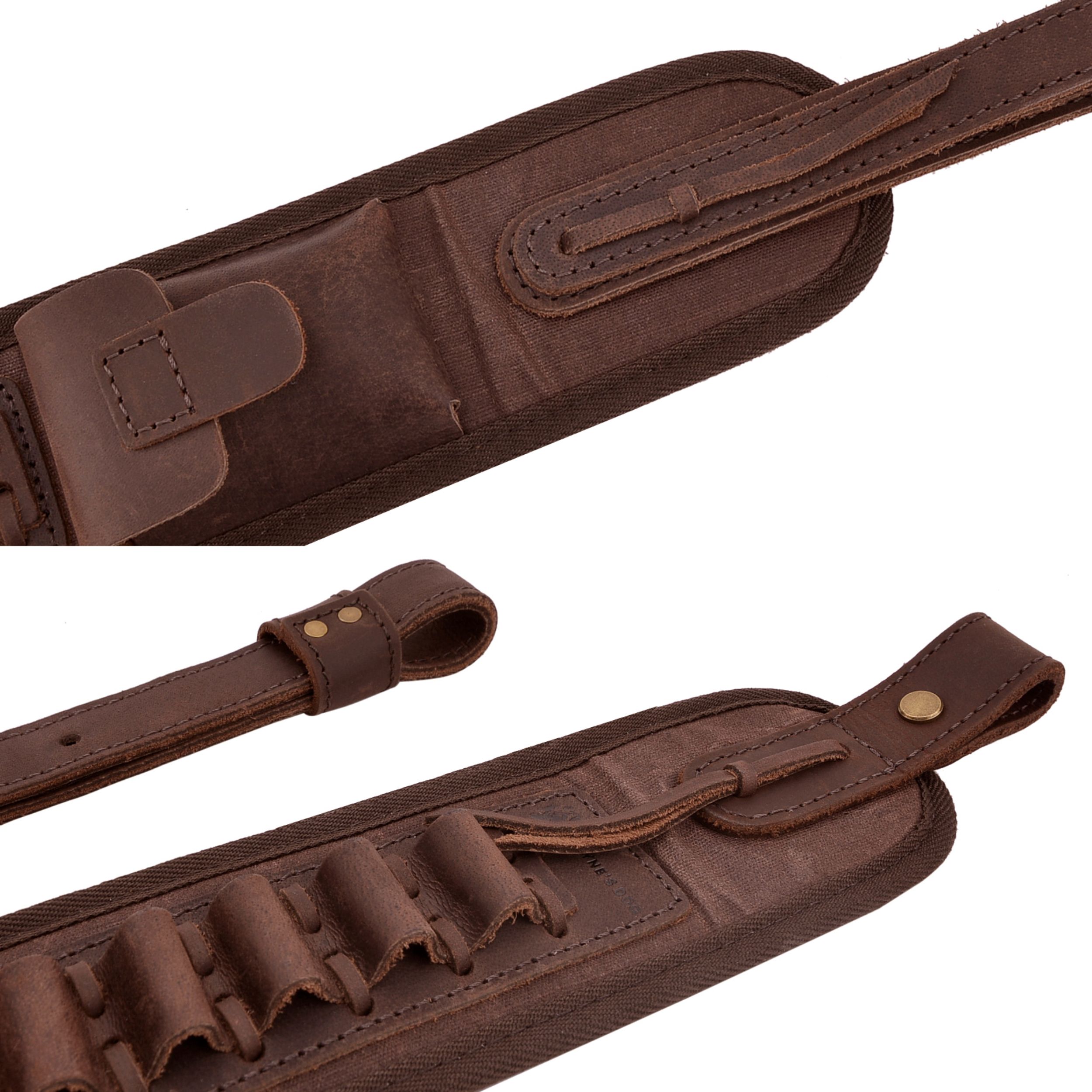 Leather Canvas Ammo Holder Rifle Sling Hunting Gun Strap .308 .30-06 .30-30 .22LR .17 HMR 12/16/20GA