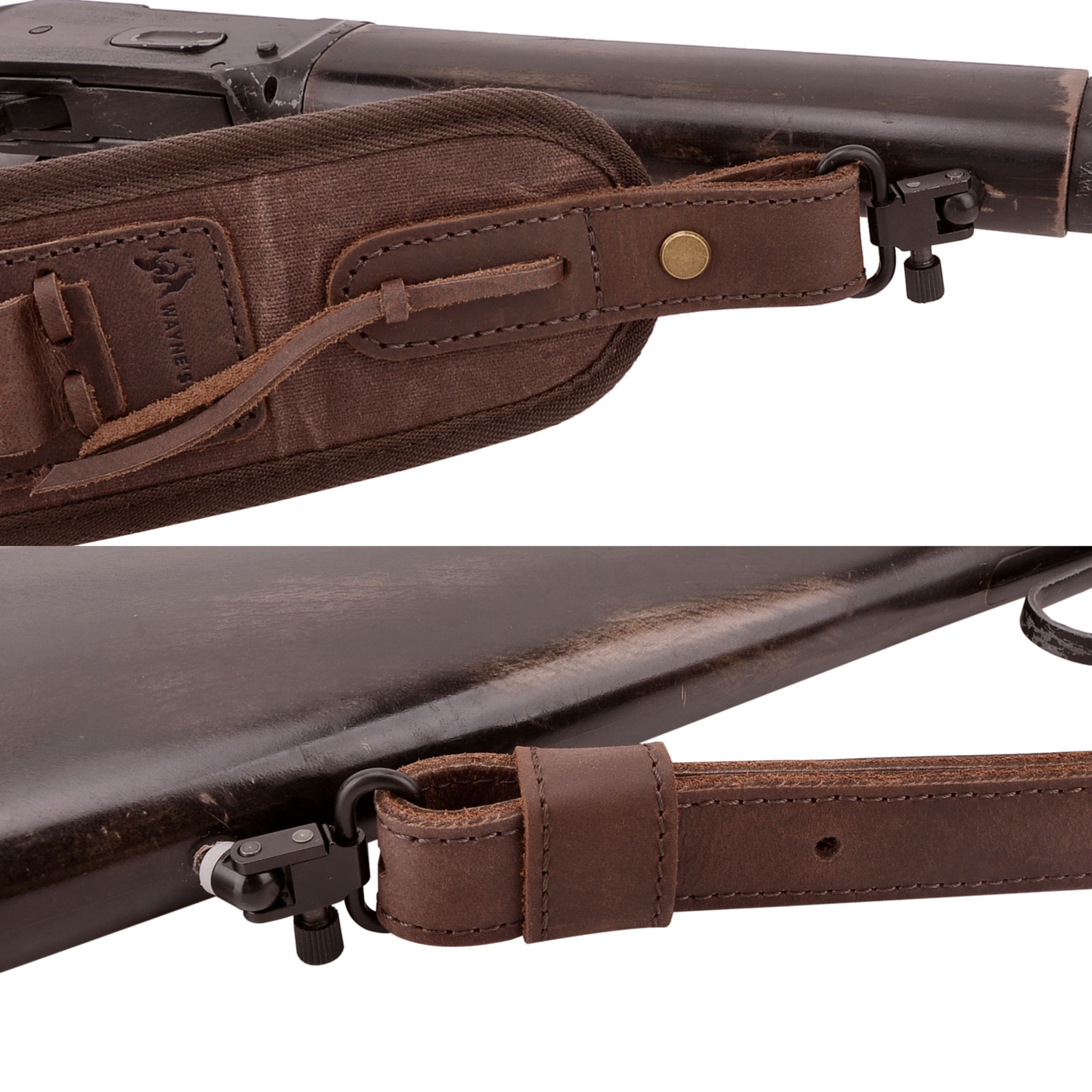 Leather Canvas Ammo Holder Rifle Sling Hunting Gun Strap .308 .30-06 .30-30 .22LR .17 HMR 12/16/20GA