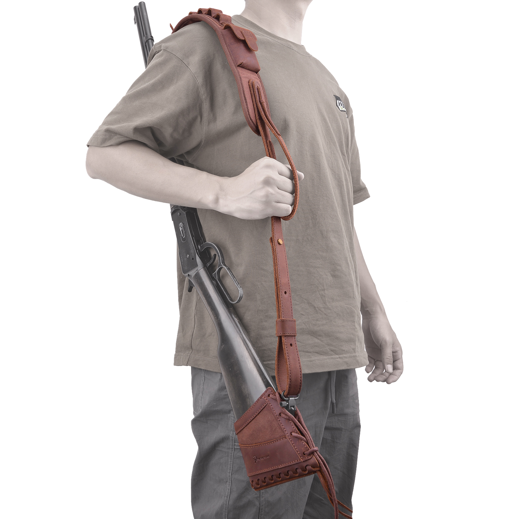 Leather Gun Recoil Pad Protector Stock with Sling Swivels .30/30 .308 .22LR 20GA