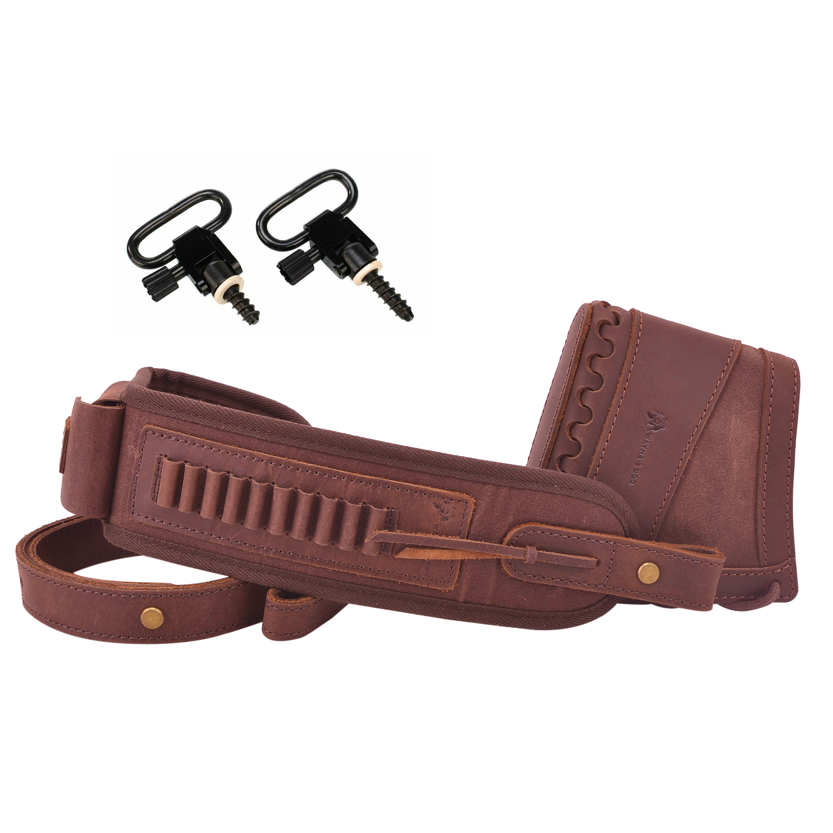 Leather Gun Recoil Pad Protector Stock with Sling Swivels .30/30 .308 .22LR 20GA
