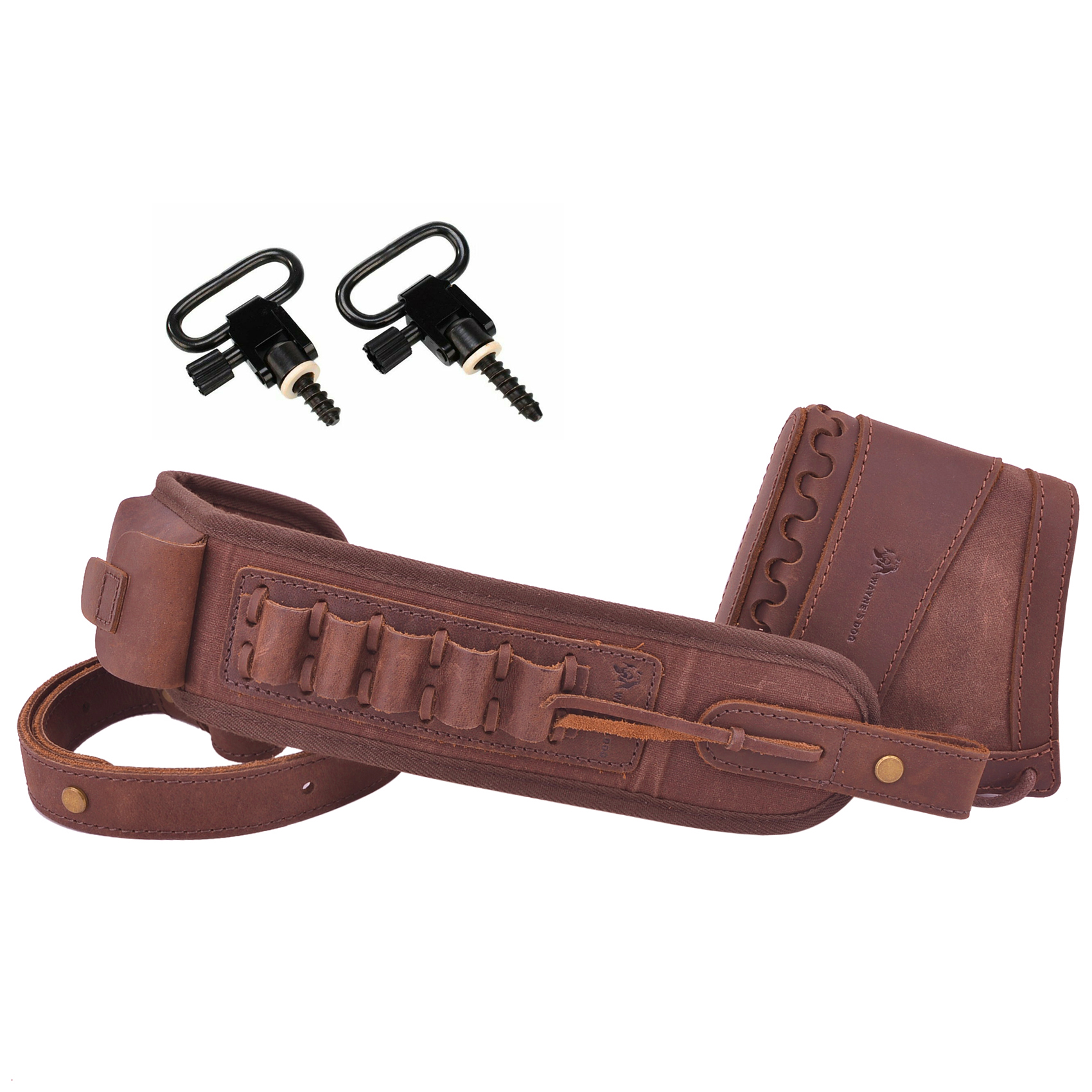 Leather Gun Recoil Pad Protector Stock with Sling Swivels .30/30 .308 .22LR 20GA
