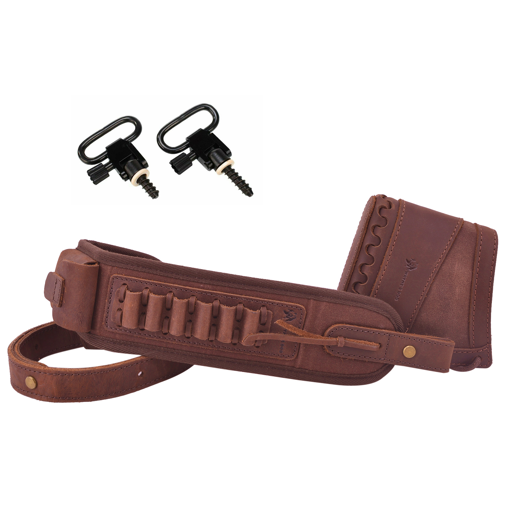 Leather Gun Recoil Pad Protector Stock with Sling Swivels .30/30 .308 .22LR 20GA