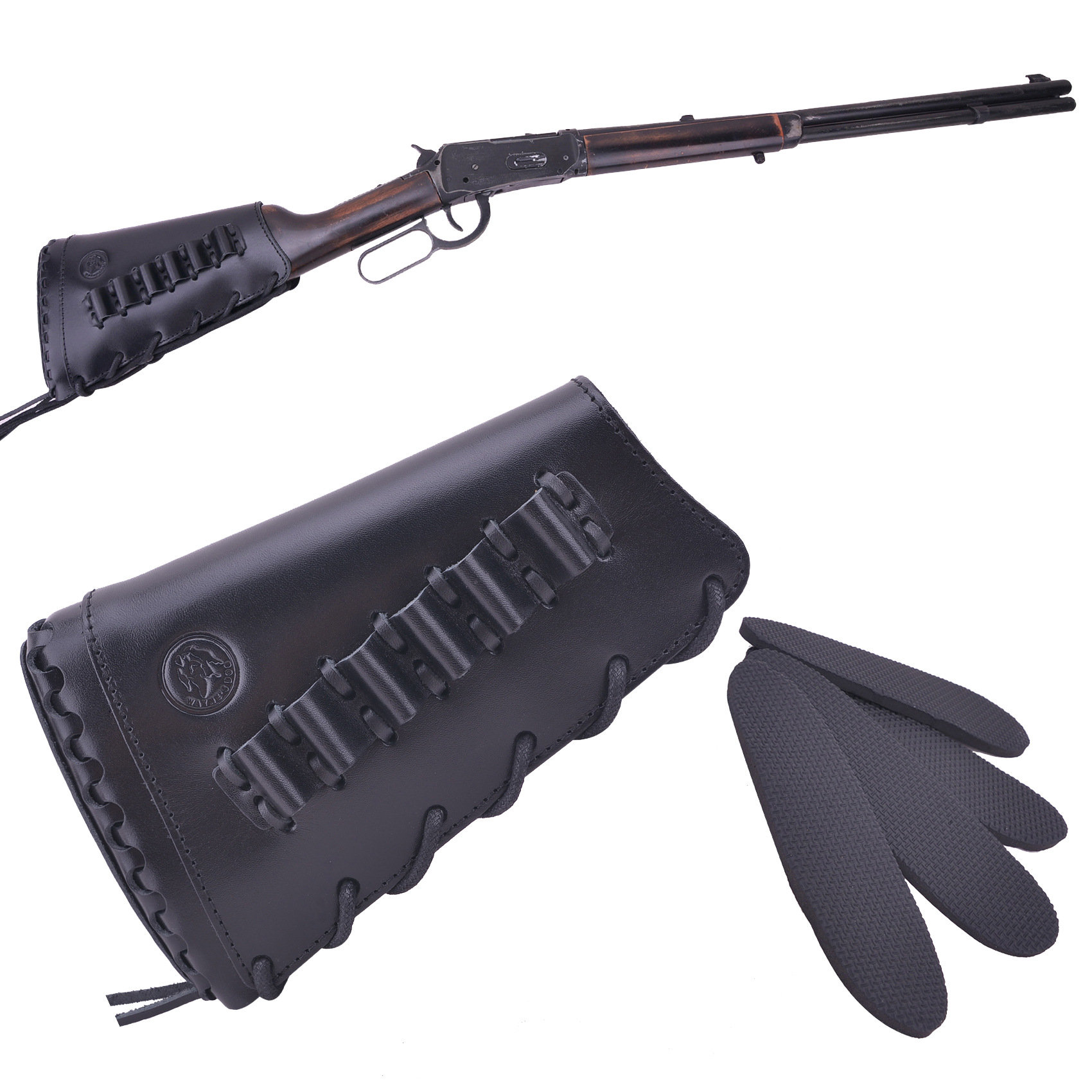 Grain Leather Gun Buttstock Shotgun Cartridge Holsters .308 .30-06 .300WIN .40-40 410GA  44MAG