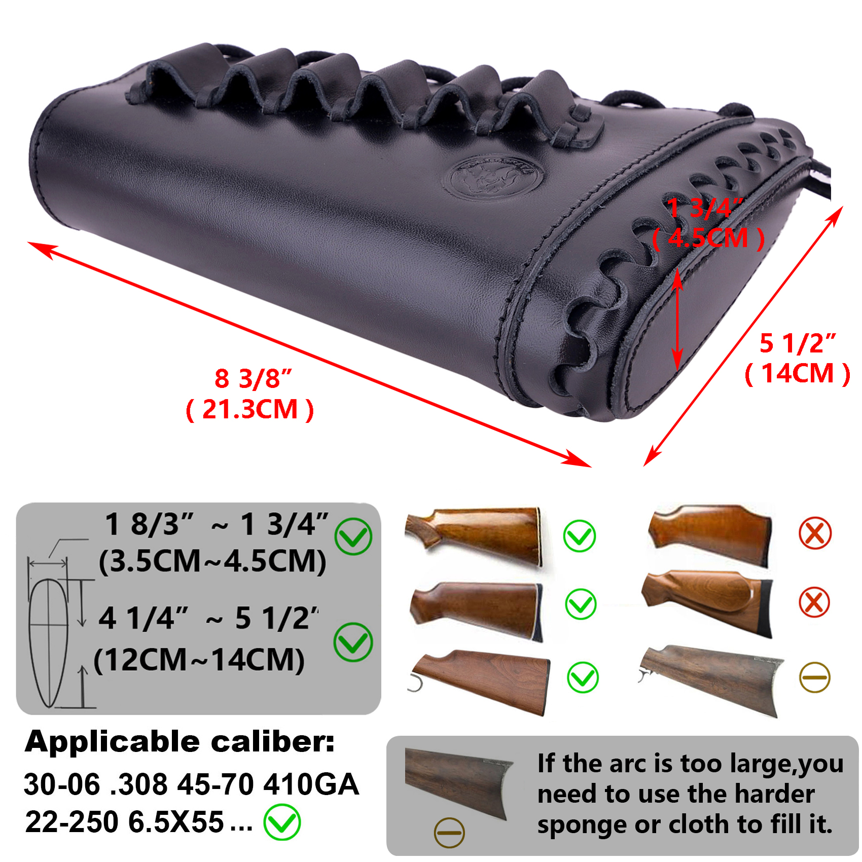 Grain Leather Gun Buttstock Shotgun Cartridge Holsters .308 .30-06 .300WIN .40-40 410GA  44MAG
