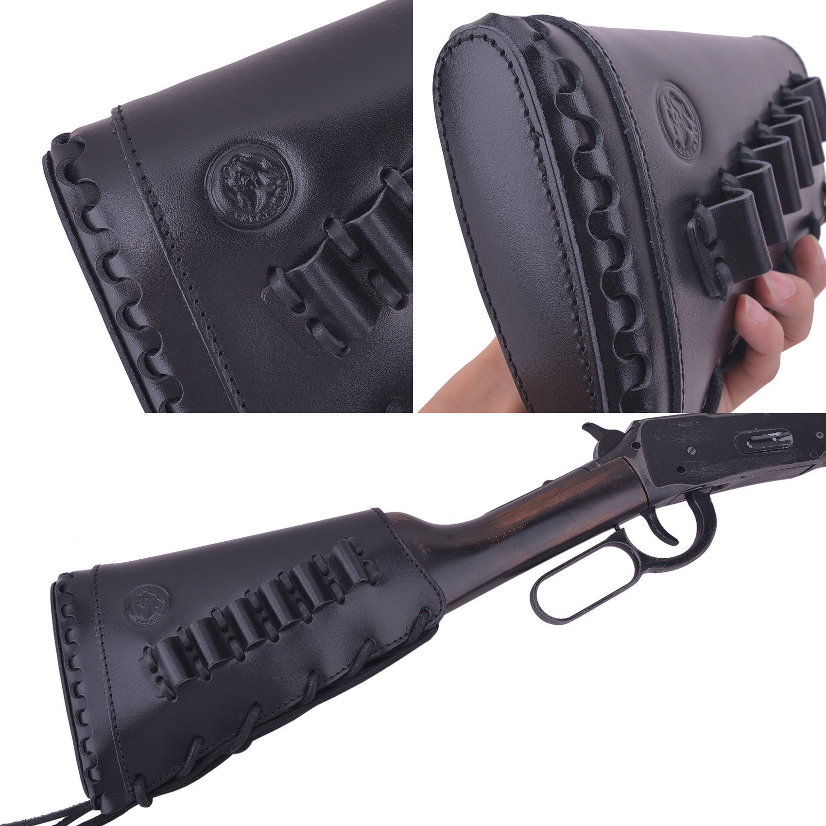 Grain Leather Gun Buttstock Shotgun Cartridge Holsters .308 .30-06 .300WIN .40-40 410GA  44MAG