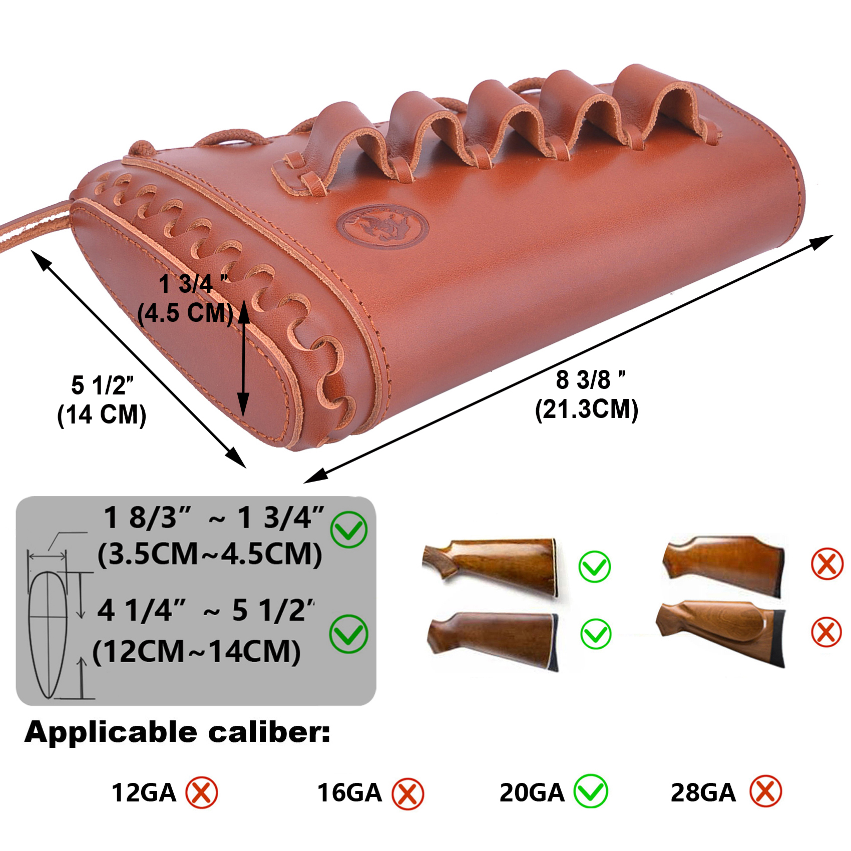 Full Grain Leather Gun Buttstock Rifle Cartridge Holsters .308 .30-06 410GA .357 .30-30 .22LR .22MAG .17hmr