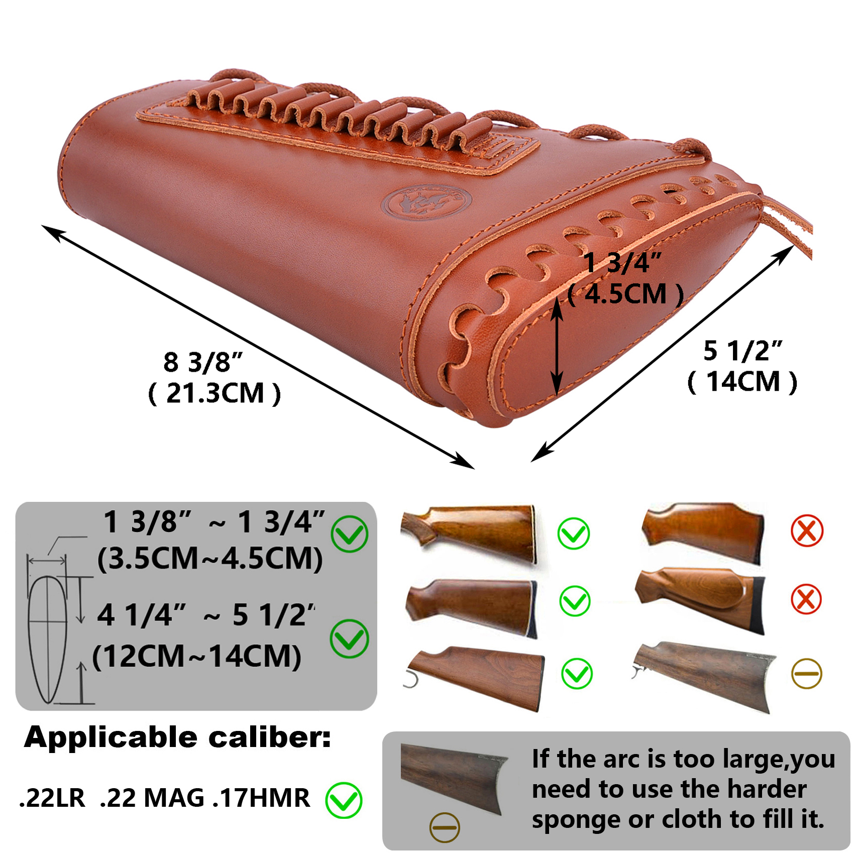Full Grain Leather Gun Buttstock Rifle Cartridge Holsters .308 .30-06 410GA .357 .30-30 .22LR .22MAG .17hmr