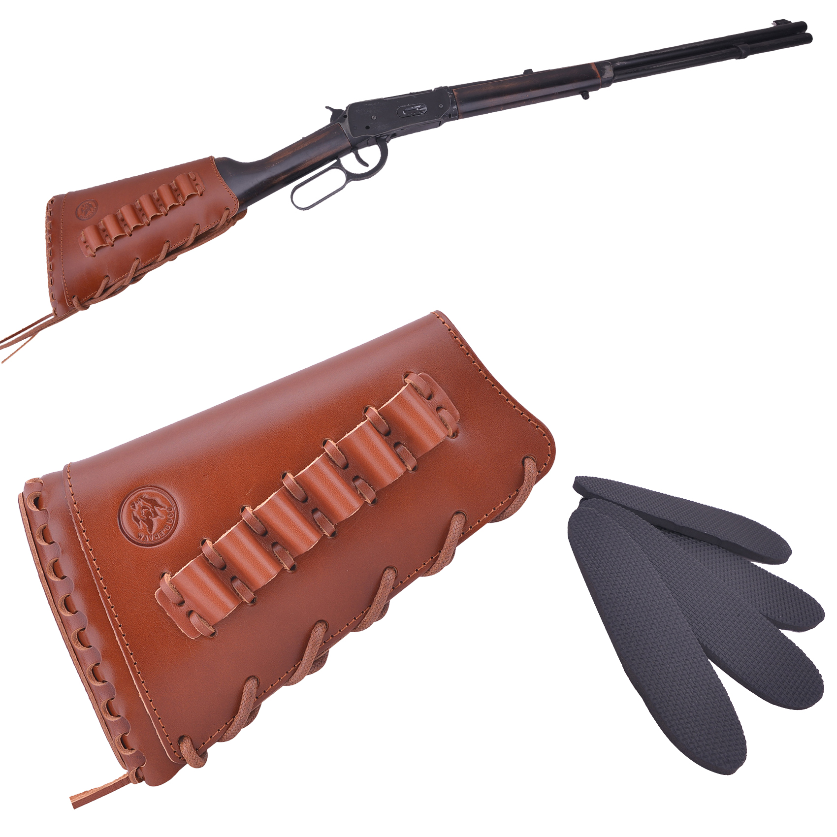 Grain Leather Gun Buttstock Shotgun Cartridge Holsters .308 .30-06 .300WIN .40-40 410GA  44MAG