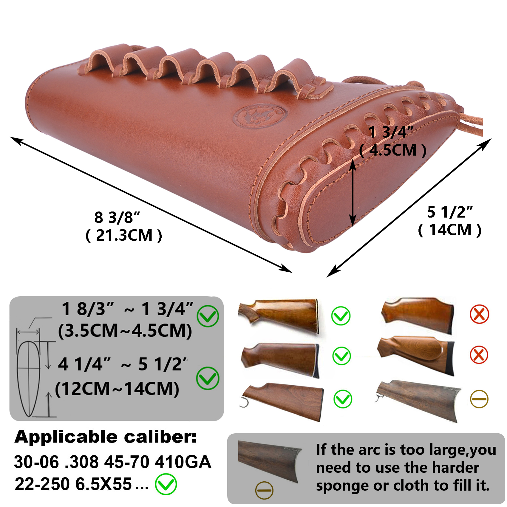 Grain Leather Gun Buttstock Shotgun Cartridge Holsters .308 .30-06 .300WIN .40-40 410GA  44MAG